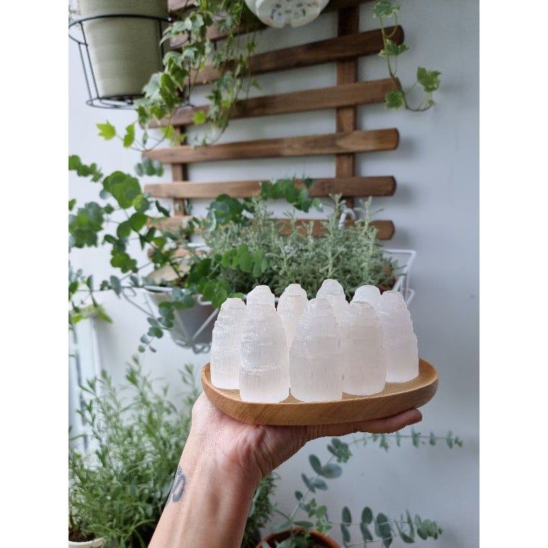Tháp Selenite thanh tẩy, khuếch đại năng lượng size nhỏ dùng trong Tarot, Reiki, phong thủy, thiền định