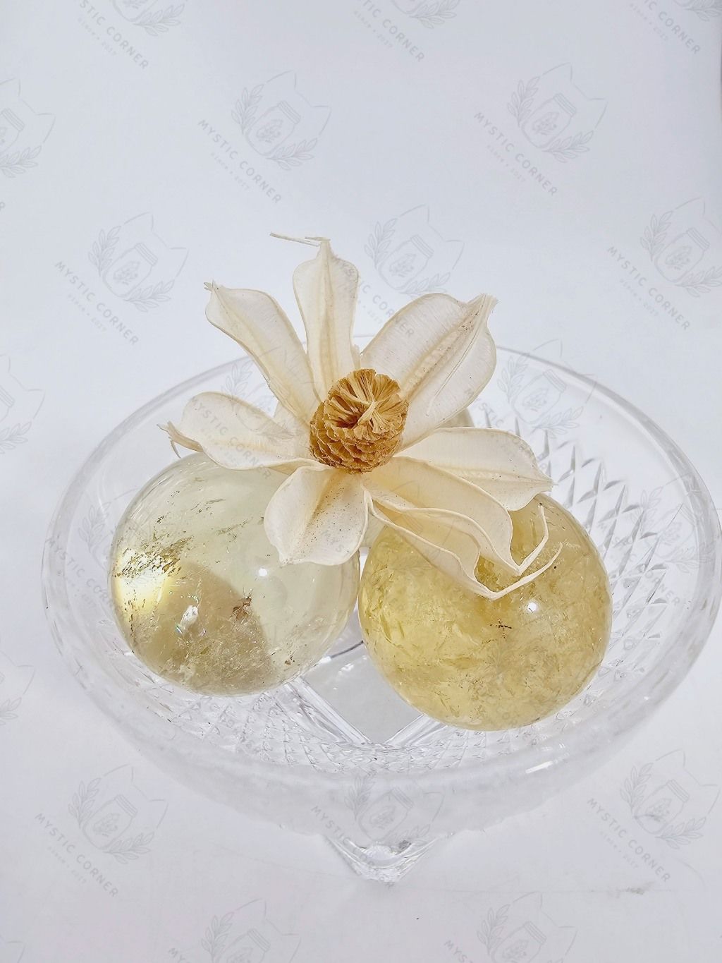 Cầu đá thạch anh Vàng mini (Citrine) may mắn, đá thanh tẩy trong Tarot, Reiki, thiền định, phong thủy