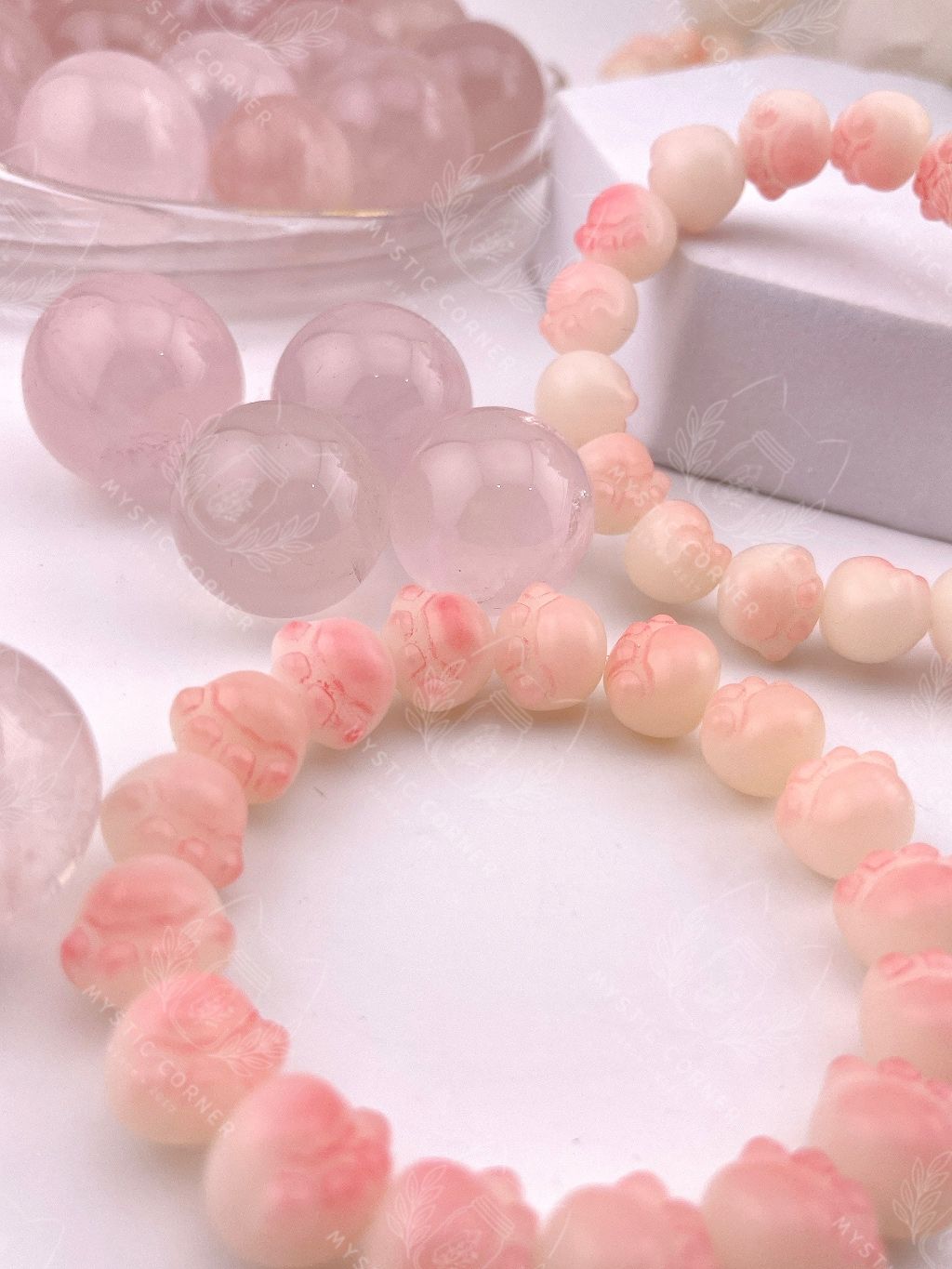 Vòng tay phong thuỷ hạt bồ đề charm chân Mèo hồng dễ thương