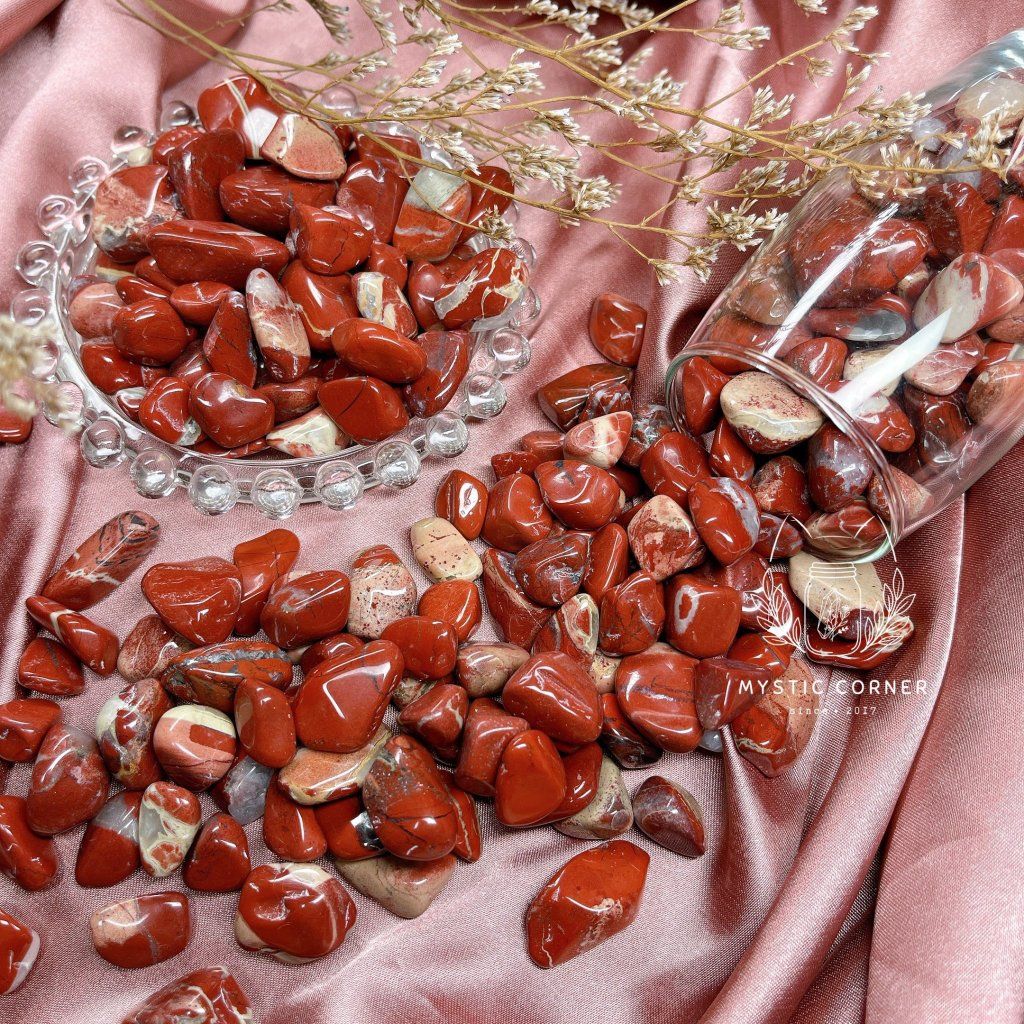Vụn đá Red Jasper (ngoc bích đỏ), đá thanh tẩy bài Tarot, đá thạch anh, reiki, đá phong thuỷ