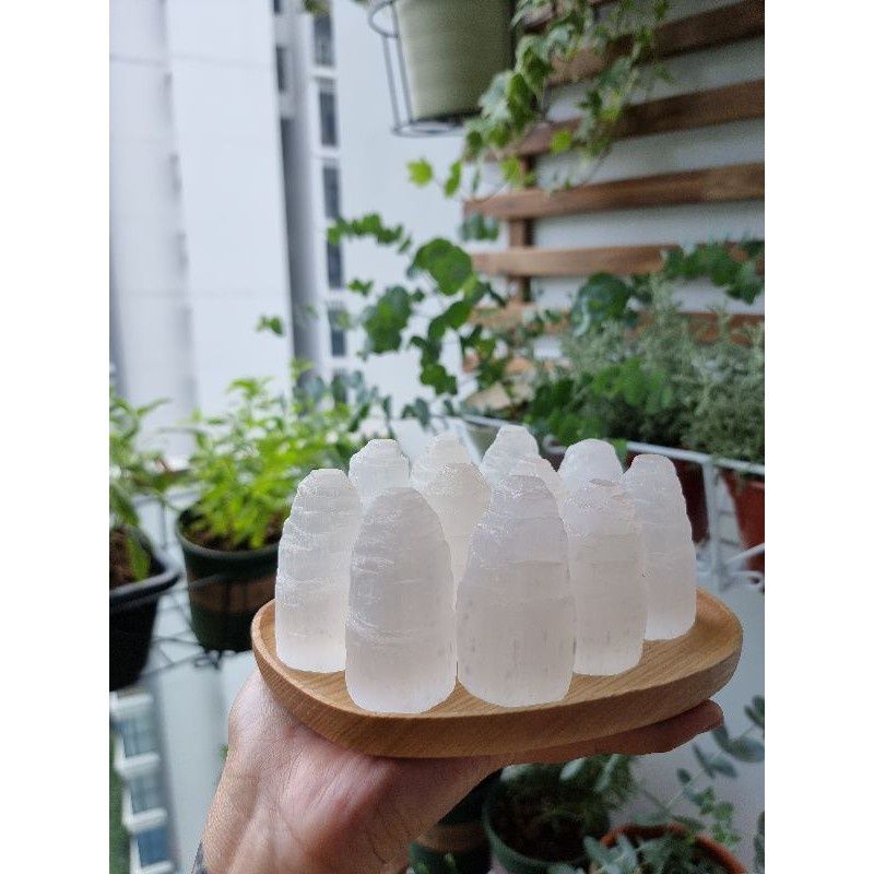 Tháp Selenite thanh tẩy, khuếch đại năng lượng size nhỏ dùng trong Tarot, Reiki, phong thủy, thiền định
