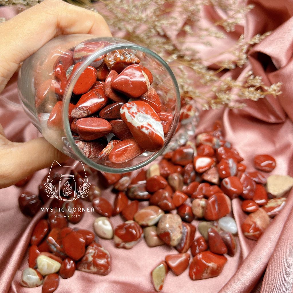 Vụn đá Red Jasper (ngoc bích đỏ), đá thanh tẩy bài Tarot, đá thạch anh, reiki, đá phong thuỷ