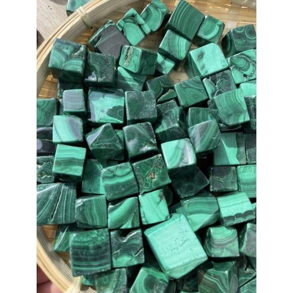 Viên đá thanh tẩy Malachite Tumbled (Đá Lông Công) tự nhiên dùng trong Tarot, Reiki, đá phong thủy