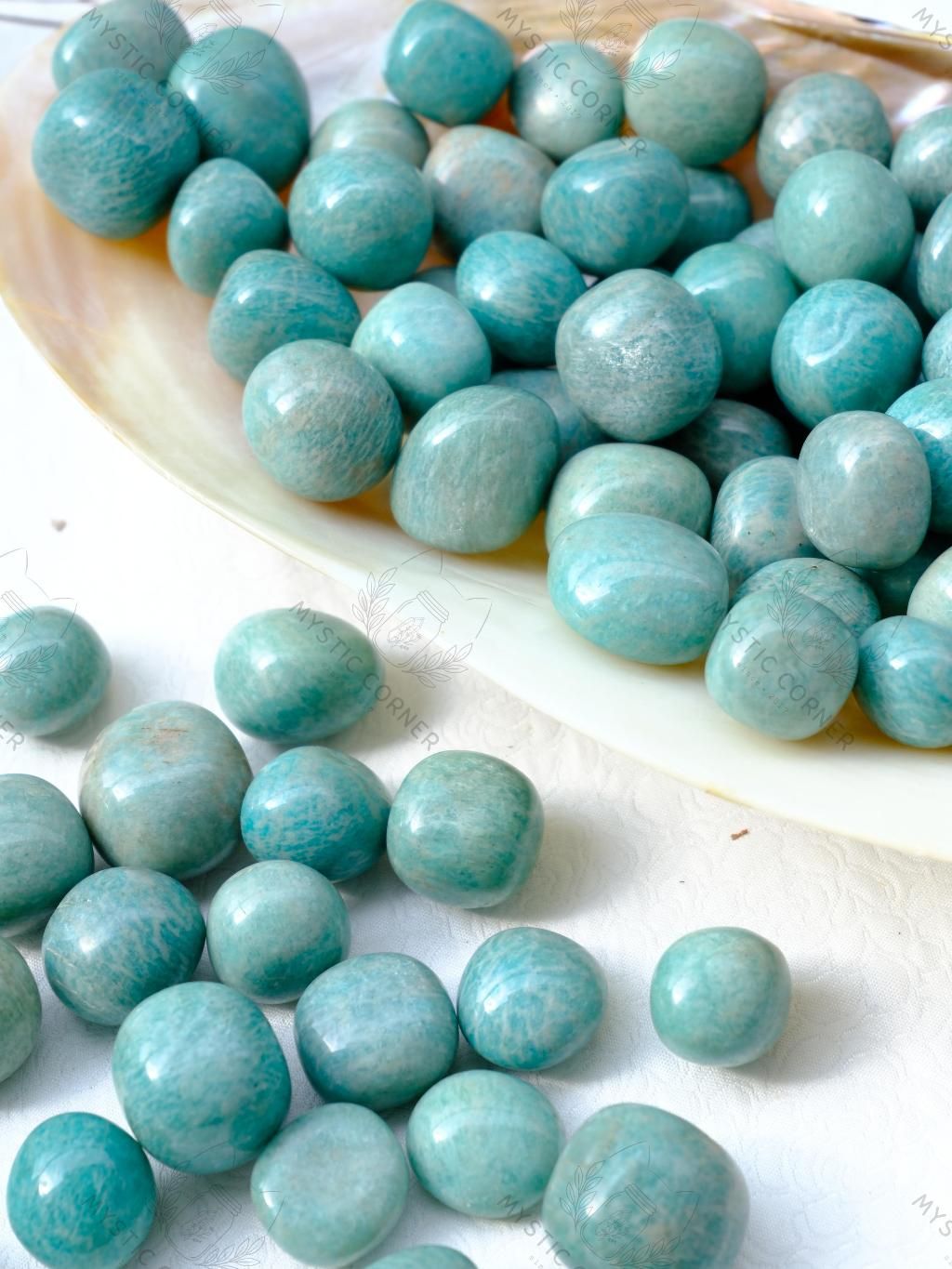 Tumbled viên đá Amazonite (đá Thiên Hà) đá thanh tẩy Tarot, Reiki, thiền định, phong thủy