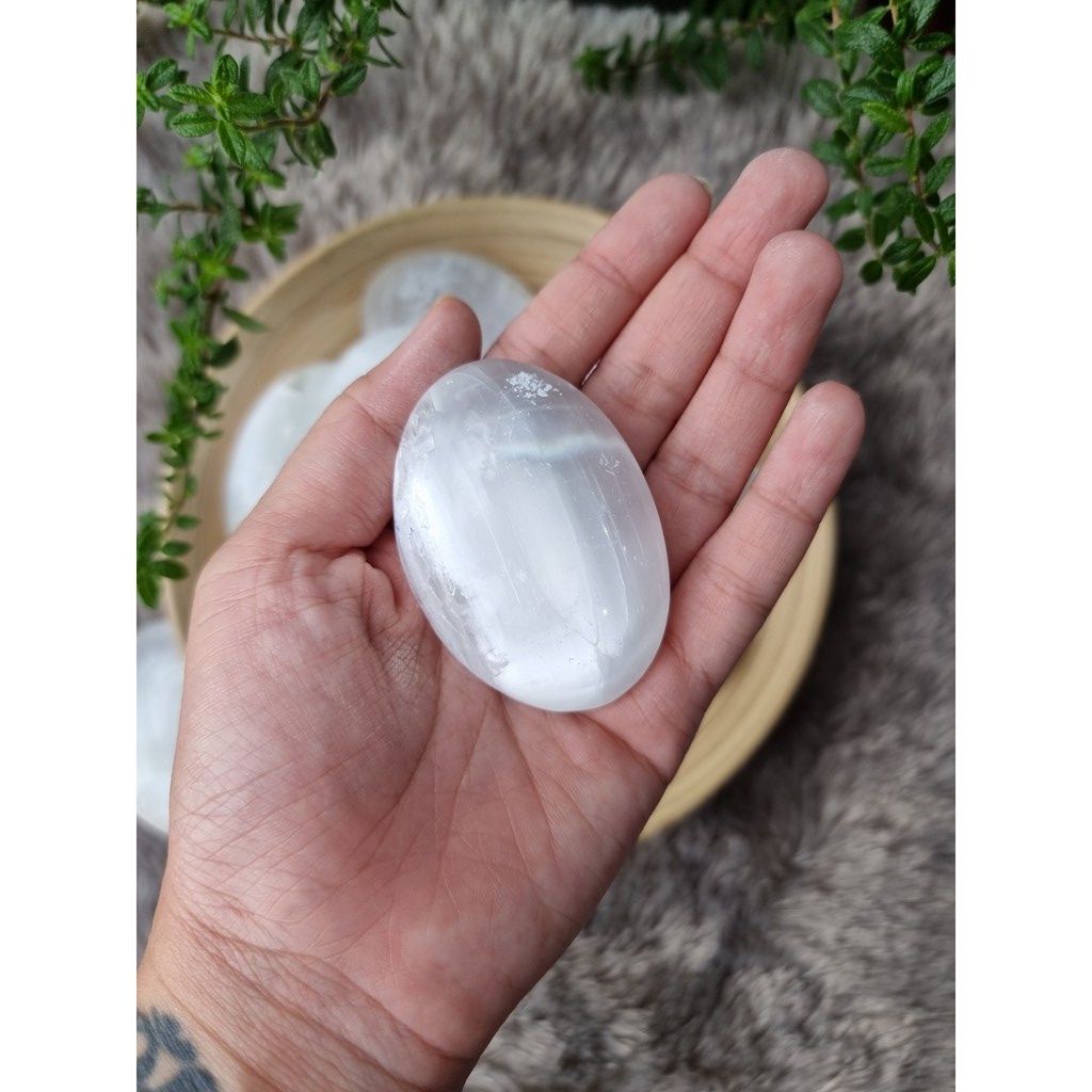 Viên đá thanh tẩy Selenite - Palm Selenite khuếch đại năng lượng dùng trong Tarot, Reiki, phong thủy, thiền định