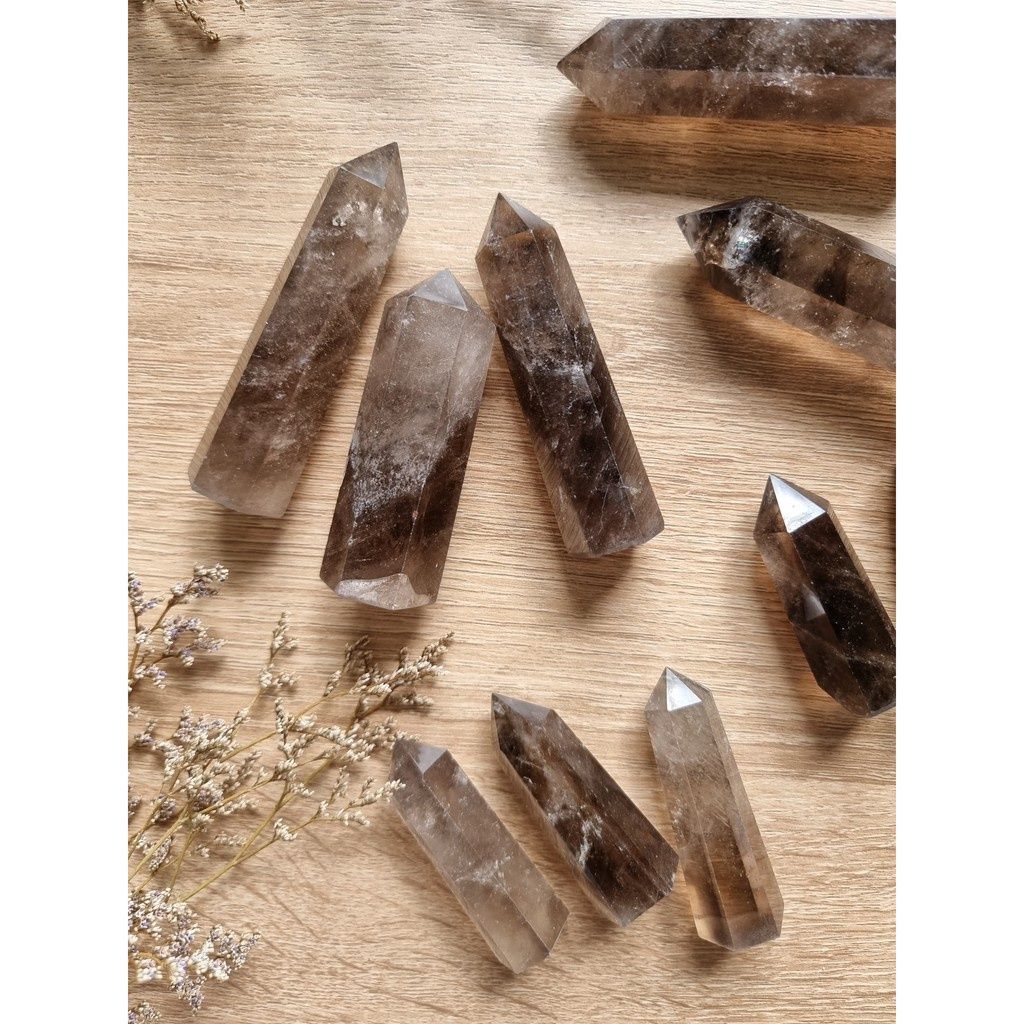 Trụ đá thạch anh Khói (Smoky Quartz), trụ đá thanh tẩy trong Tarot, cân bằng năng lượng, Reiki, đá phong thủy
