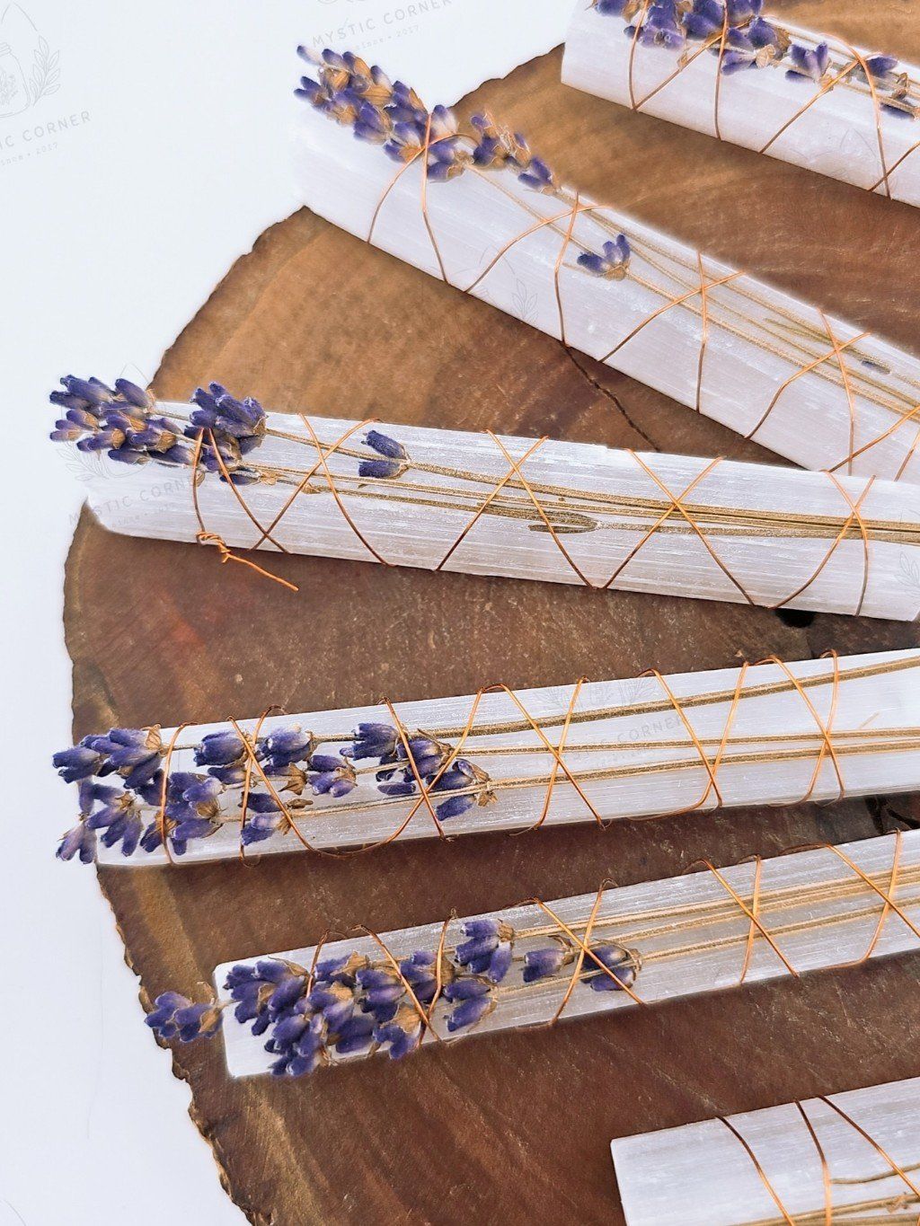 Selenite mix Lavender - thanh Selenite mix Thảo Mộc thanh tẩy, hỗ trợ giải phóng năng lượng, đá thạch anh, đá phong thủy