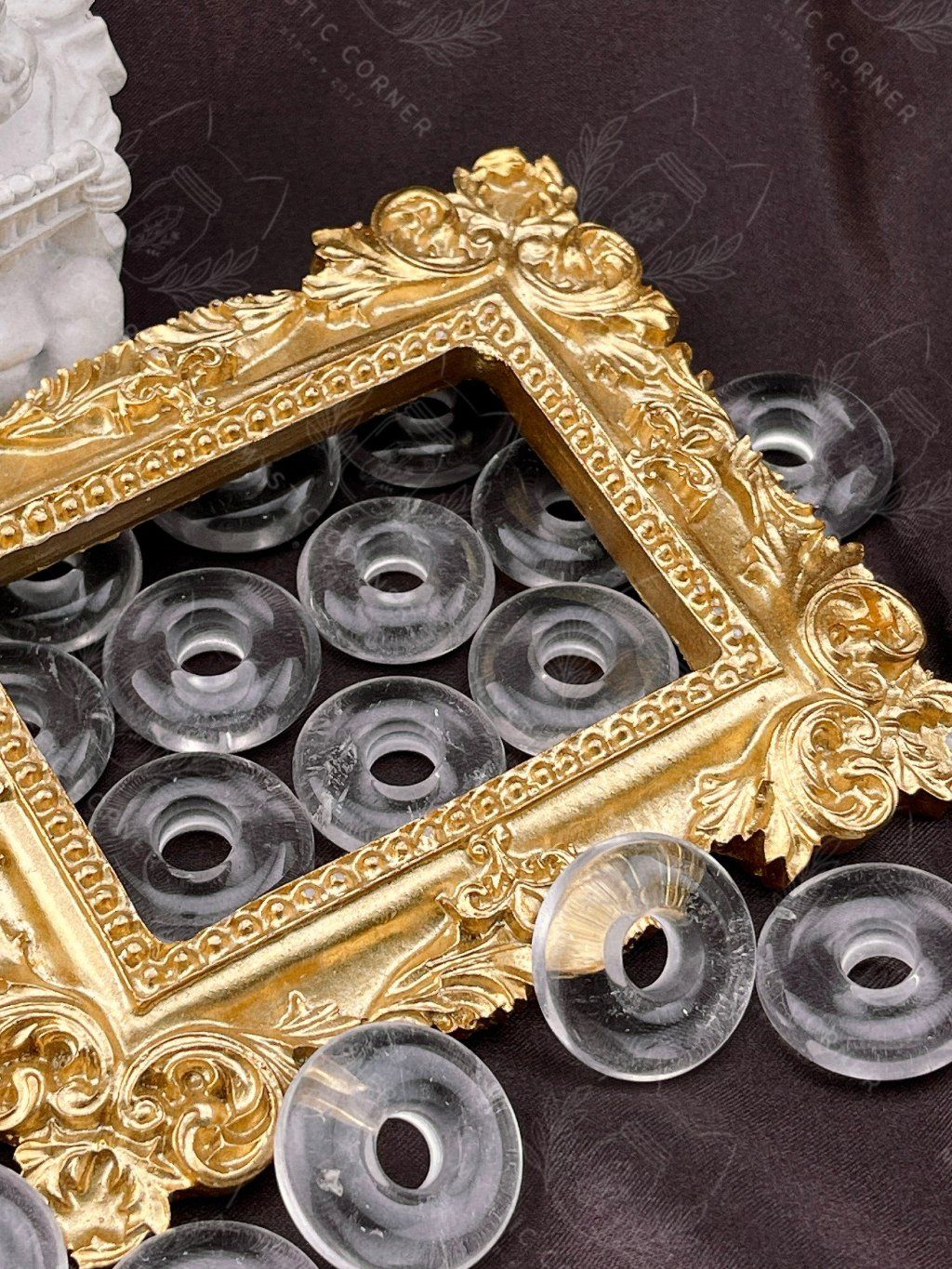 Đồng điếu đá thạch anh trắng (Clear Crystal Quartz), đá phong thủy hỗ trợ năng lượng, may mắn