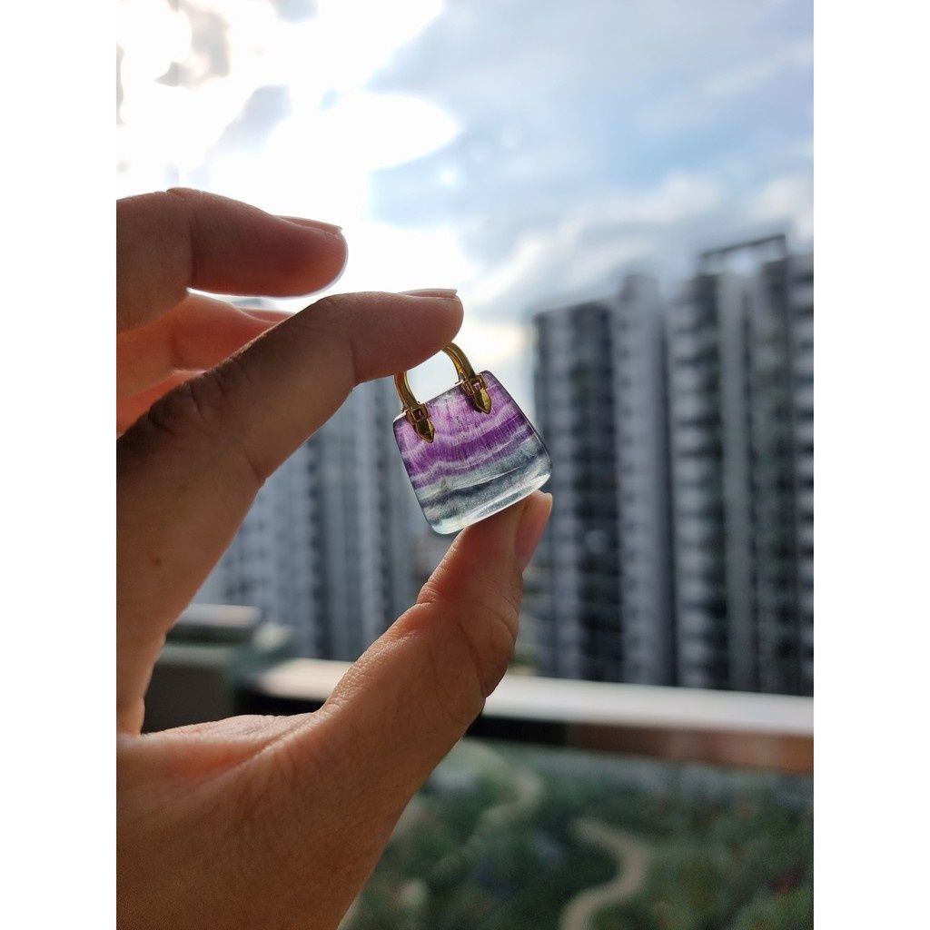 Charm túi đá Fluorite, đá thanh tẩy bài Tarot, đá phong thủy, Reiki, thiền định