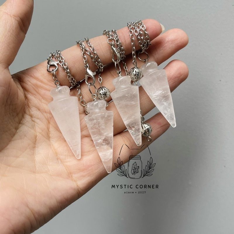 Con lắc cảm xạ đá thạch anh Trắng, dùng trong Tarot, cảm xạ học, Reiki, phong thủy, đo năng lượng, chỉ số bovis