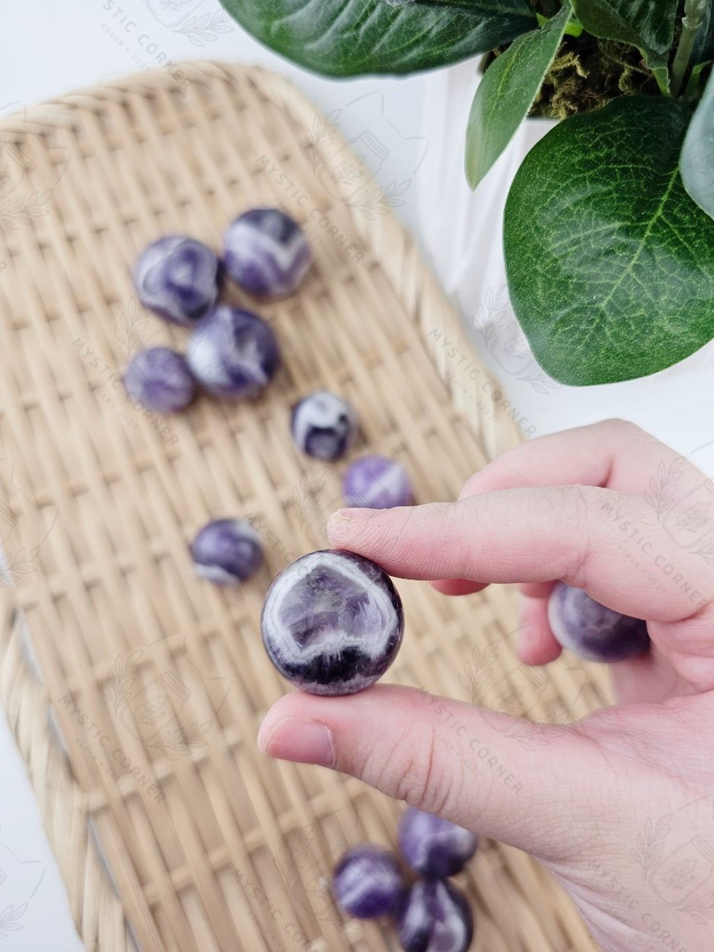 Cầu đá thạch anh Tím mini (Dream Amethyst ) làm Grid, đá thanh tẩy Tarot, Reiki, thiền định, đá phong thủy