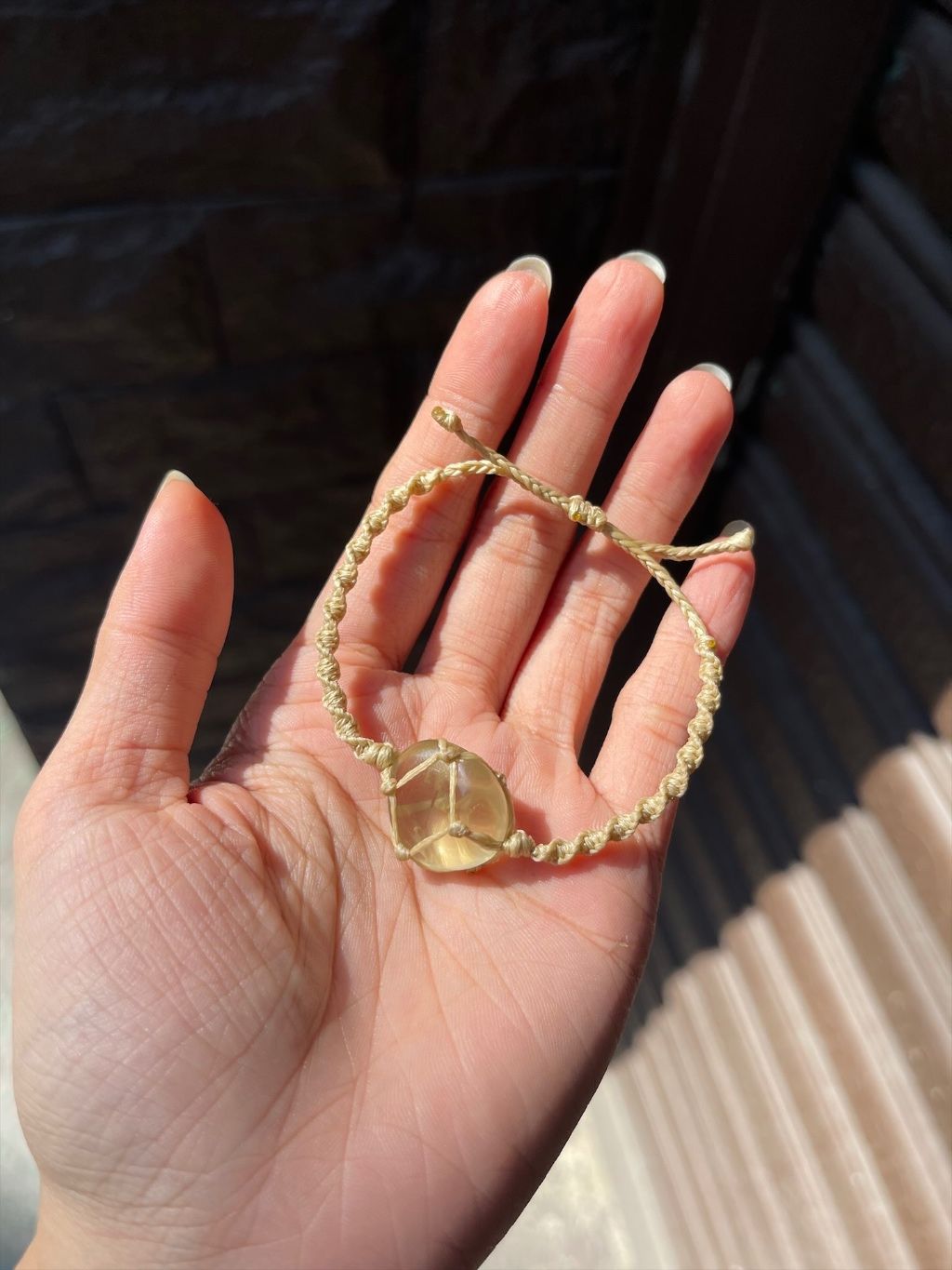 Macrame Citrine tumbled thạch anh vàng, vòng tay hỗ trợ hạnh phúc, tự tin, thịnh vượng, học tập