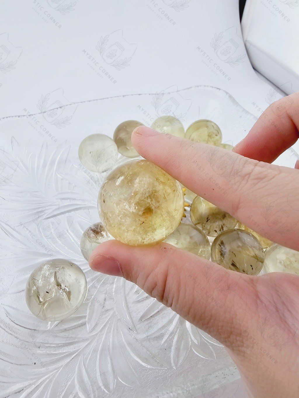 Cầu đá thạch anh Vàng mini (Citrine) may mắn, đá thanh tẩy trong Tarot, Reiki, thiền định, phong thủy