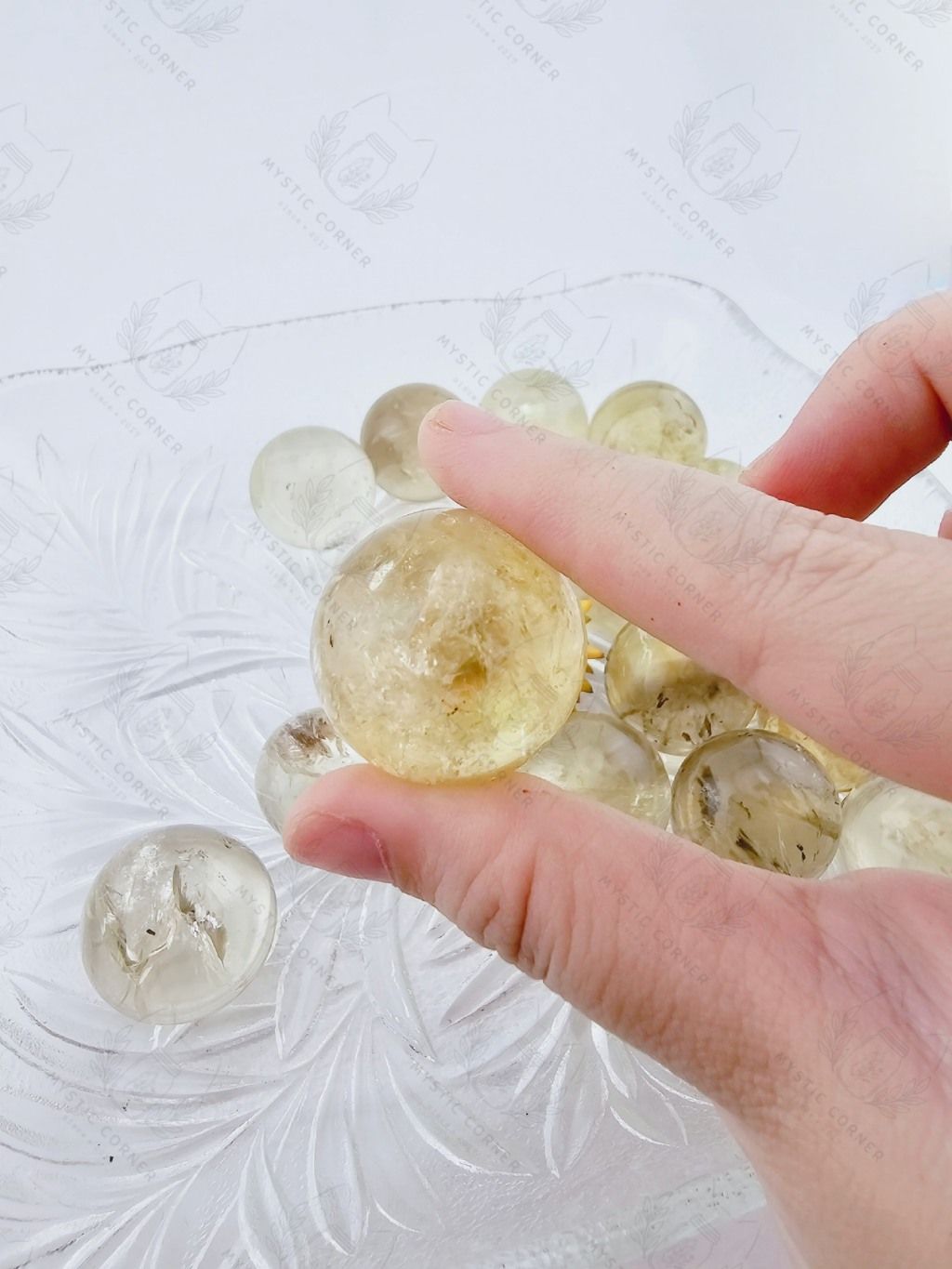 Cầu đá thạch anh Vàng mini (Citrine) may mắn, đá thanh tẩy trong Tarot, Reiki, thiền định, phong thủy