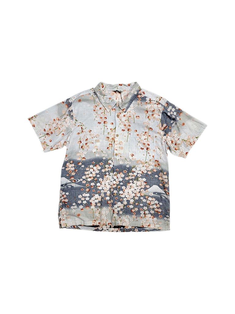 |SIZE XL| SURF BRAND VINTAGE FUJI MOUNTAIN & SAKURA HAWAIIAN SHIRT AOXL-6943