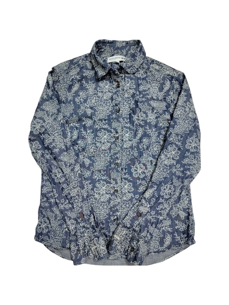 |SIZE S| INES DE LA FRESSANGE x UNIQLO MULTI FLORAL PRINT DENIM BLOUSE SHIRT AOS-6437