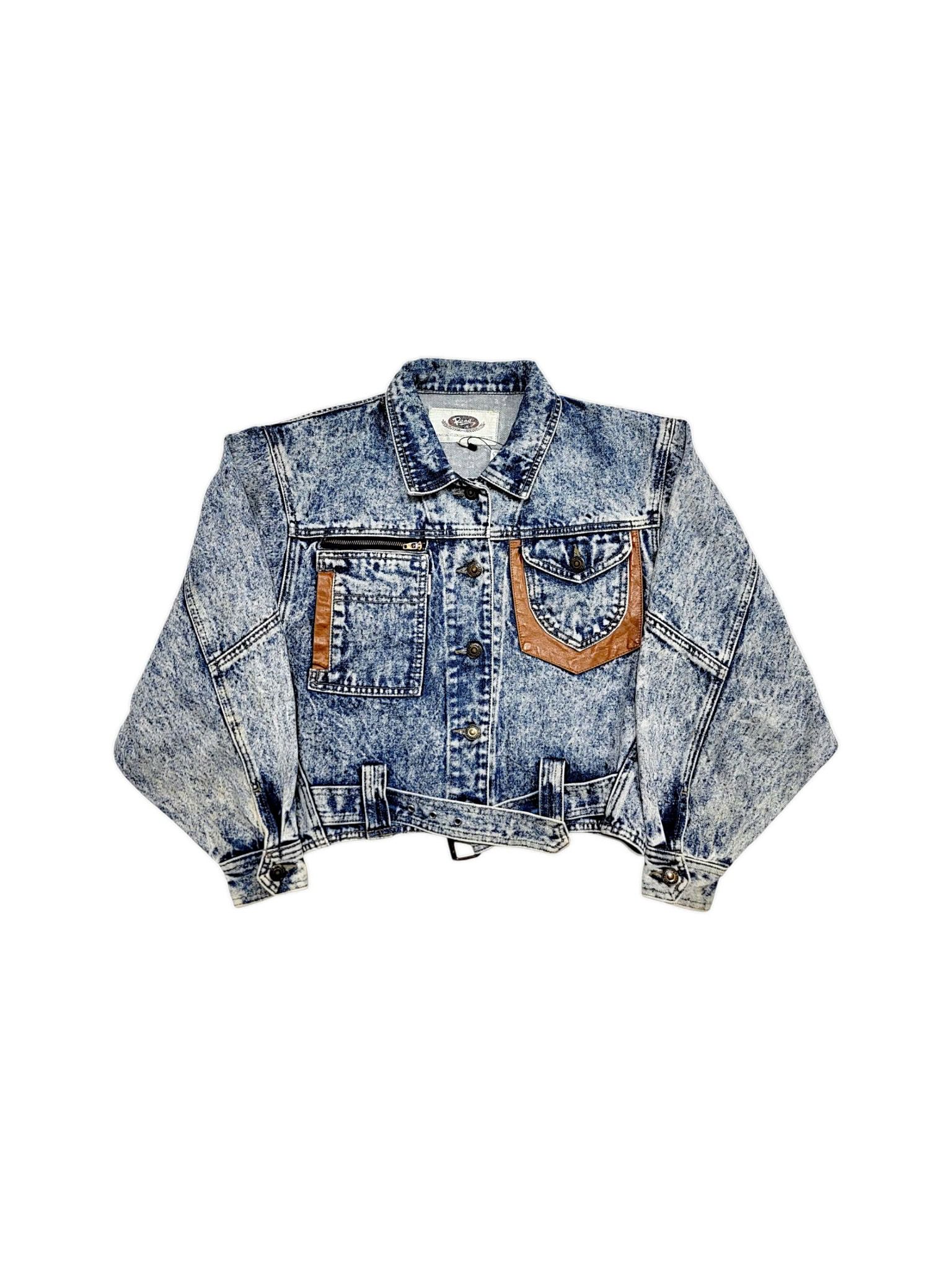 |SIZE L| RENO CROPPED CONTRAST POCKET DENIM JACKET AOL-050