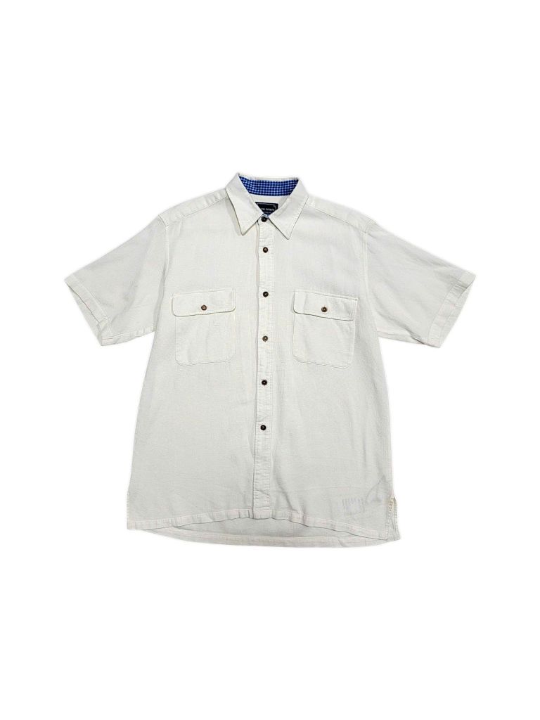 |SIZE L| REGAL SPIRIT WHITE DOUBLE POCKET BUTTON UP SHIRT AOL-6941