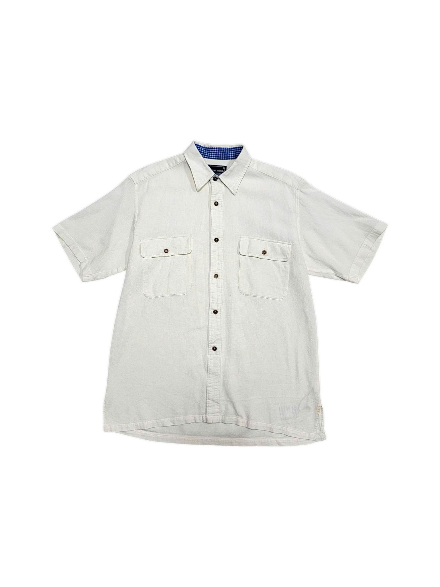 |SIZE L| REGAL SPIRIT WHITE DOUBLE POCKET BUTTON UP SHIRT AOL-6941