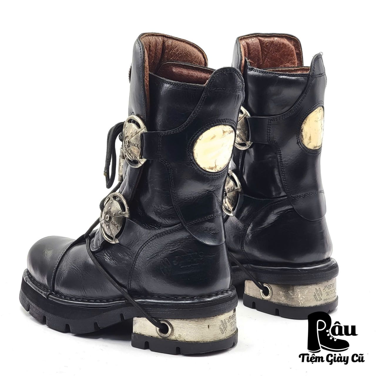 |SIZE 38.5| NEW ROCK RARE VINTAGE METALLIC PLANNING BOOT Z38.5-6749