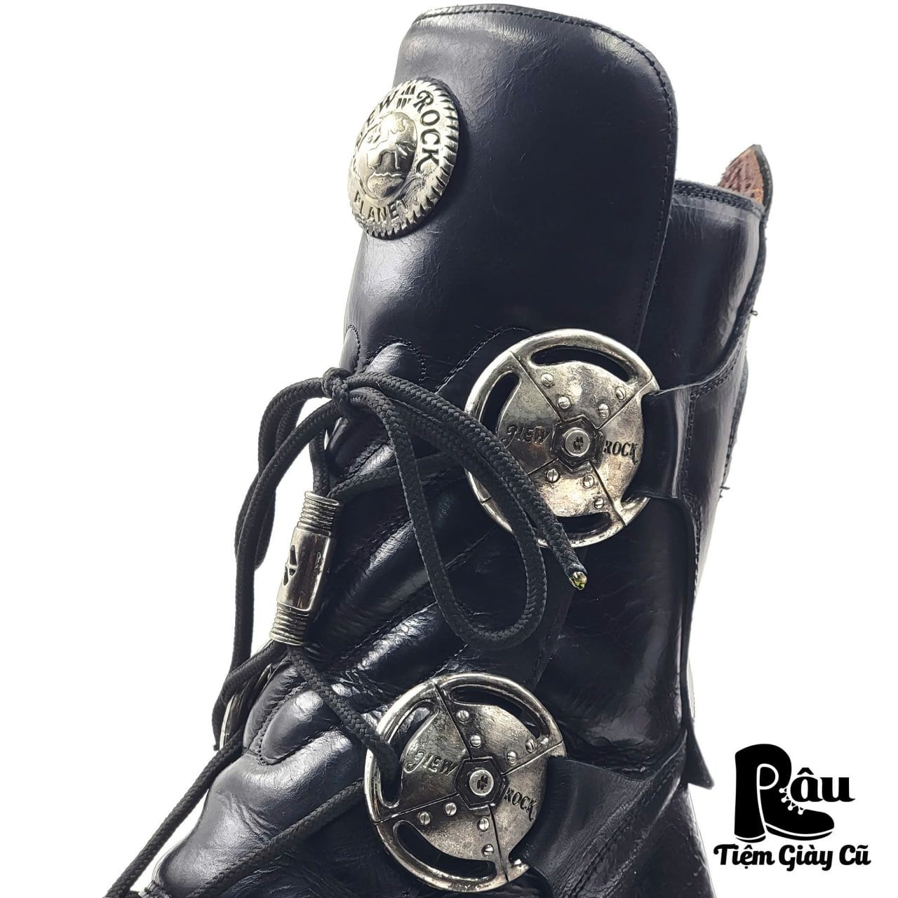 |SIZE 38.5| NEW ROCK RARE VINTAGE METALLIC PLANNING BOOT Z38.5-6749