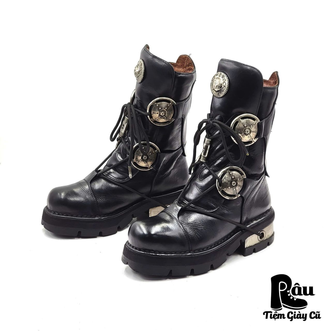 |SIZE 38.5| NEW ROCK RARE VINTAGE METALLIC PLANNING BOOT Z38.5-6749