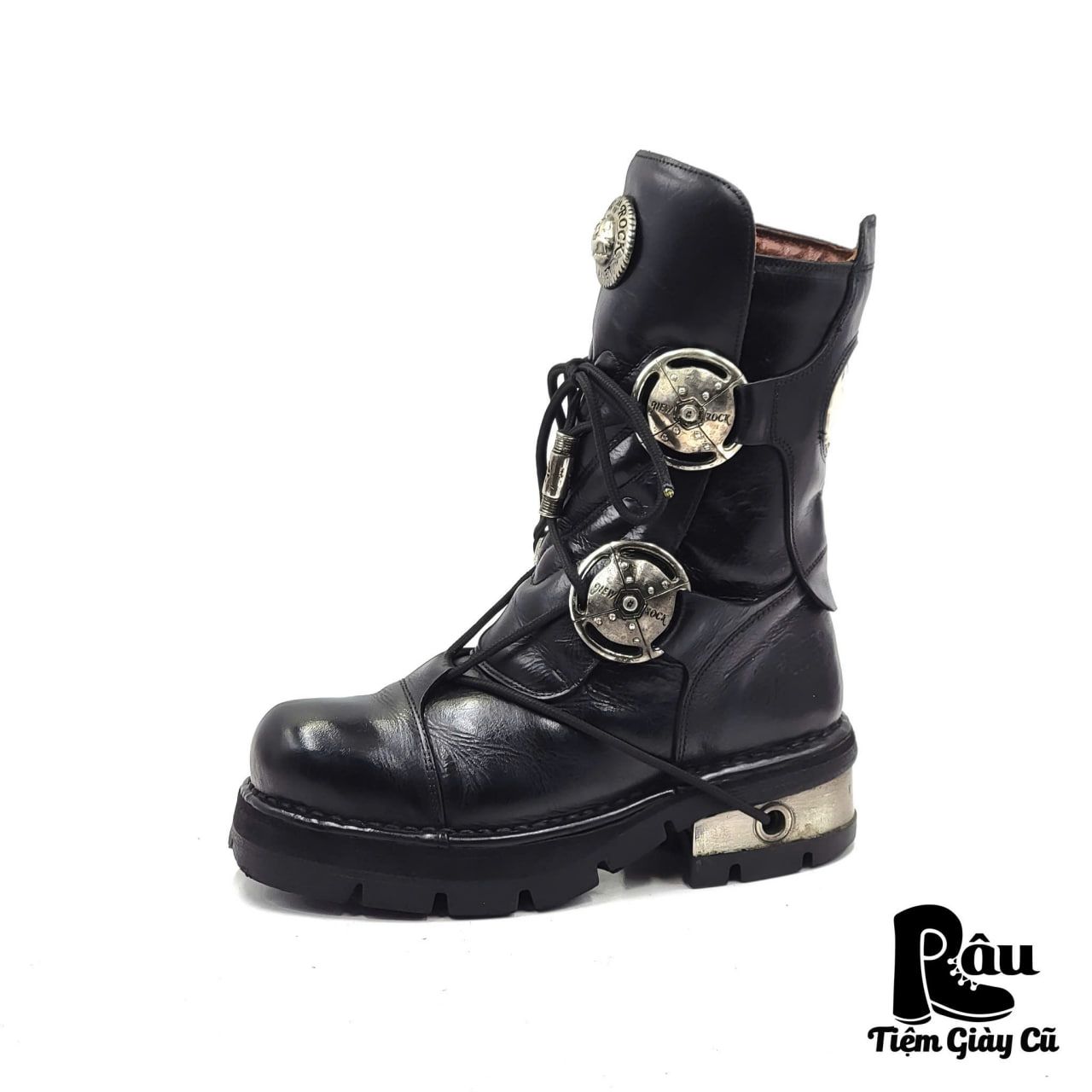 |SIZE 38.5| NEW ROCK RARE VINTAGE METALLIC PLANNING BOOT Z38.5-6749