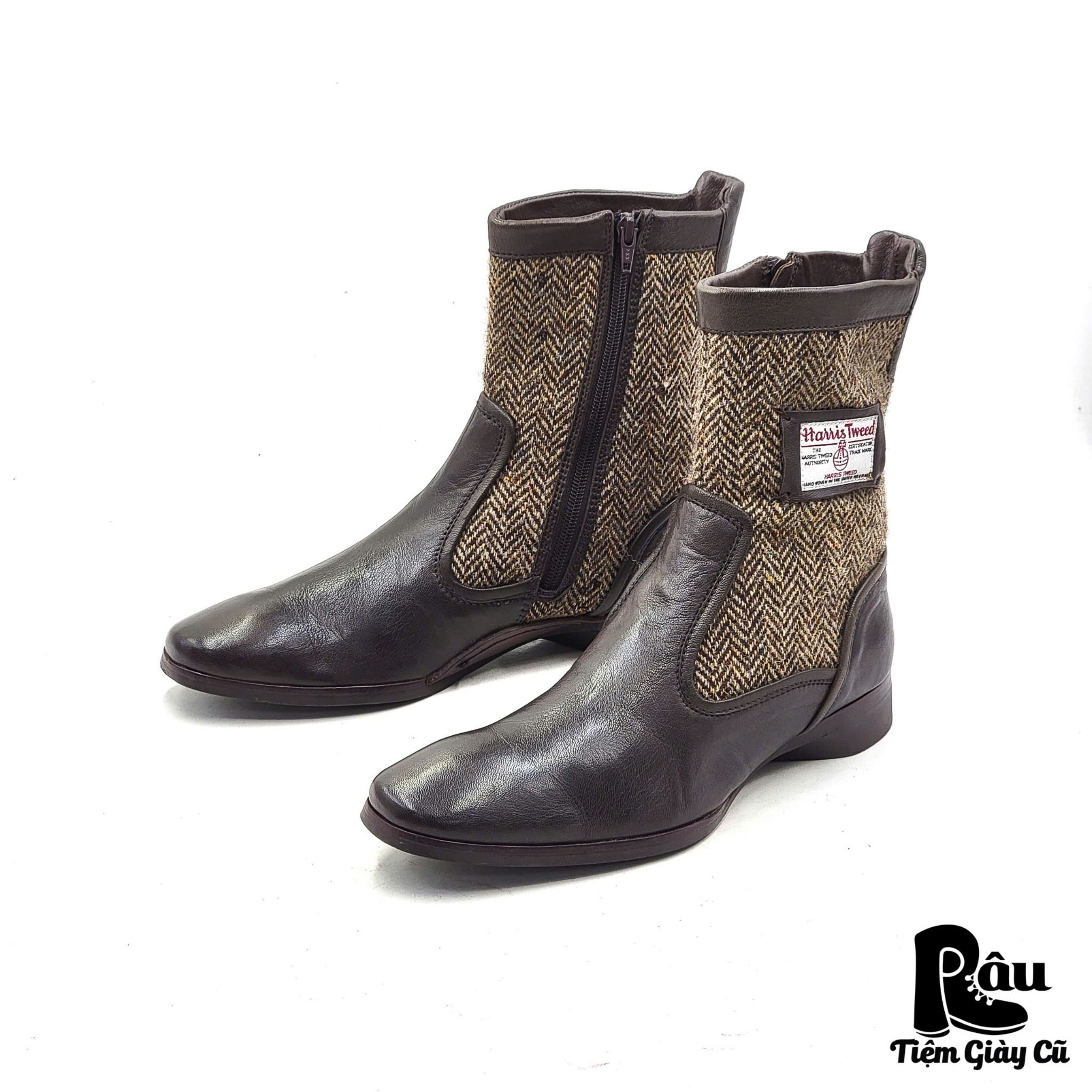 |SIZE 38.5| REGAL X HARRIS TWEED DRESS BOOT W ZIP Z38.5-5689