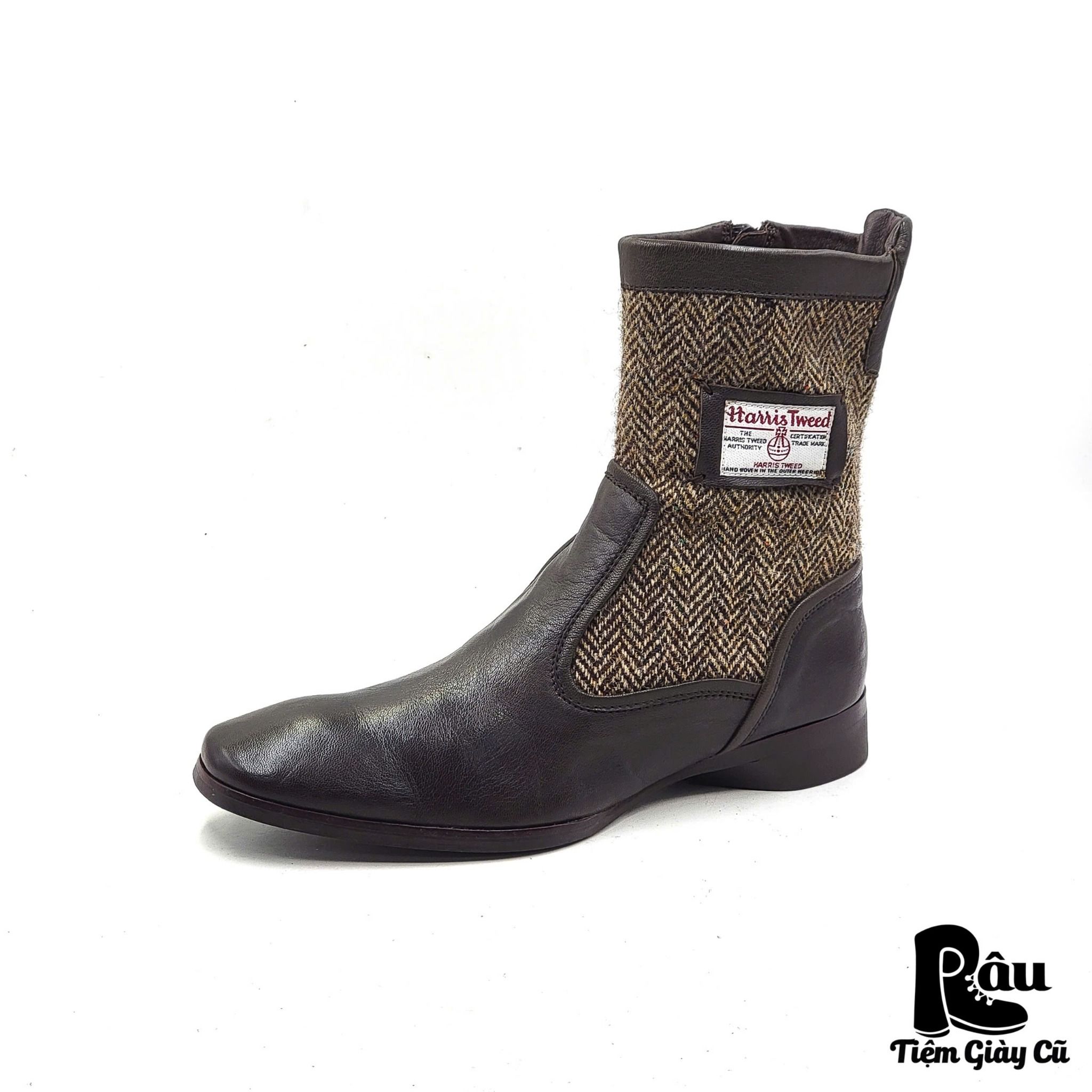 |SIZE 38.5| REGAL X HARRIS TWEED DRESS BOOT W ZIP Z38.5-5689