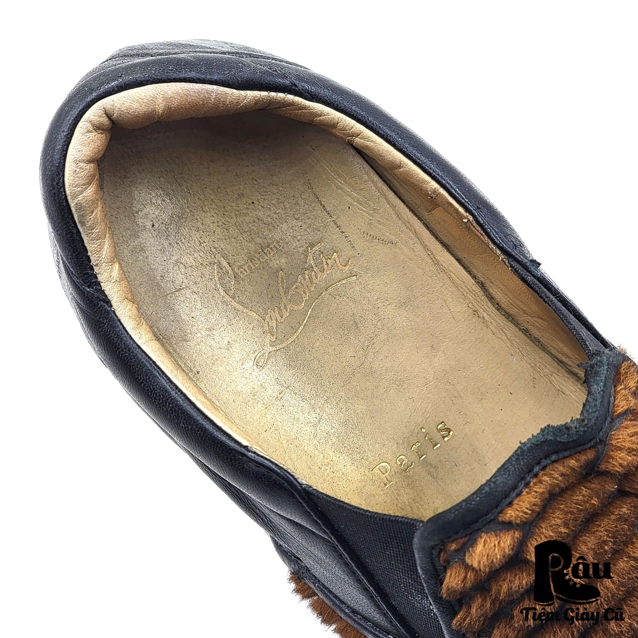 |SIZE 40| CHRISTIAN LOUBOUTIN MASTER KEY CALF HAIR SLIP ON SHOES AGA40-5981