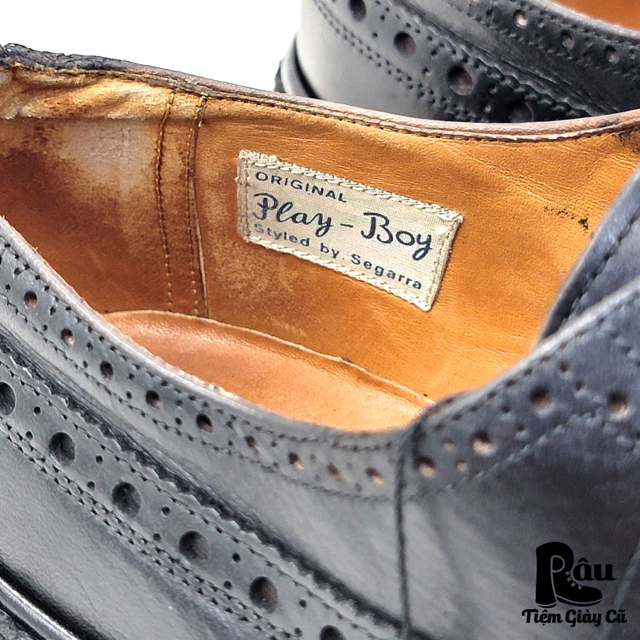 |SIZE 42| THE ORIGINAL PLAY BOY SMOOTH BLACK CLASSIC BROGUE SHOES Z42-6060