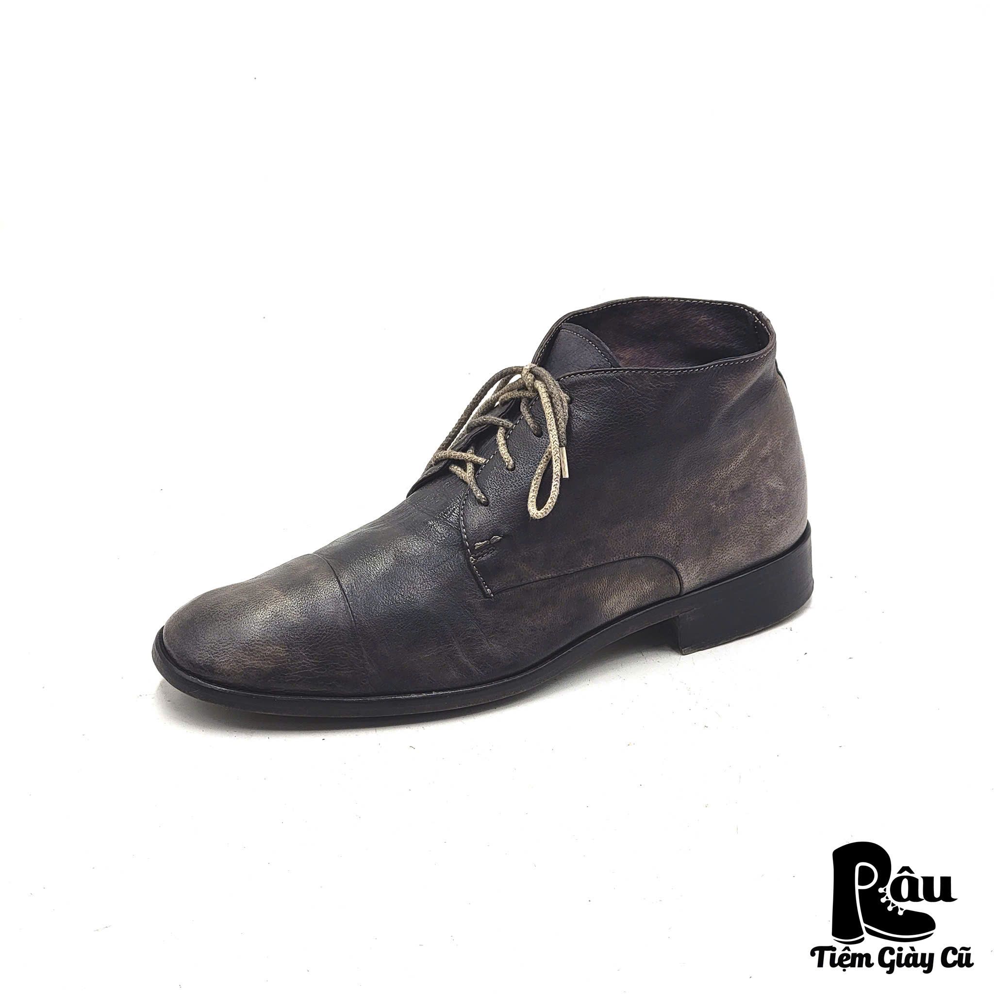 |SIZE 41| FADE CALFSKIN LEATHER LACE UP BOOT Z41-6221