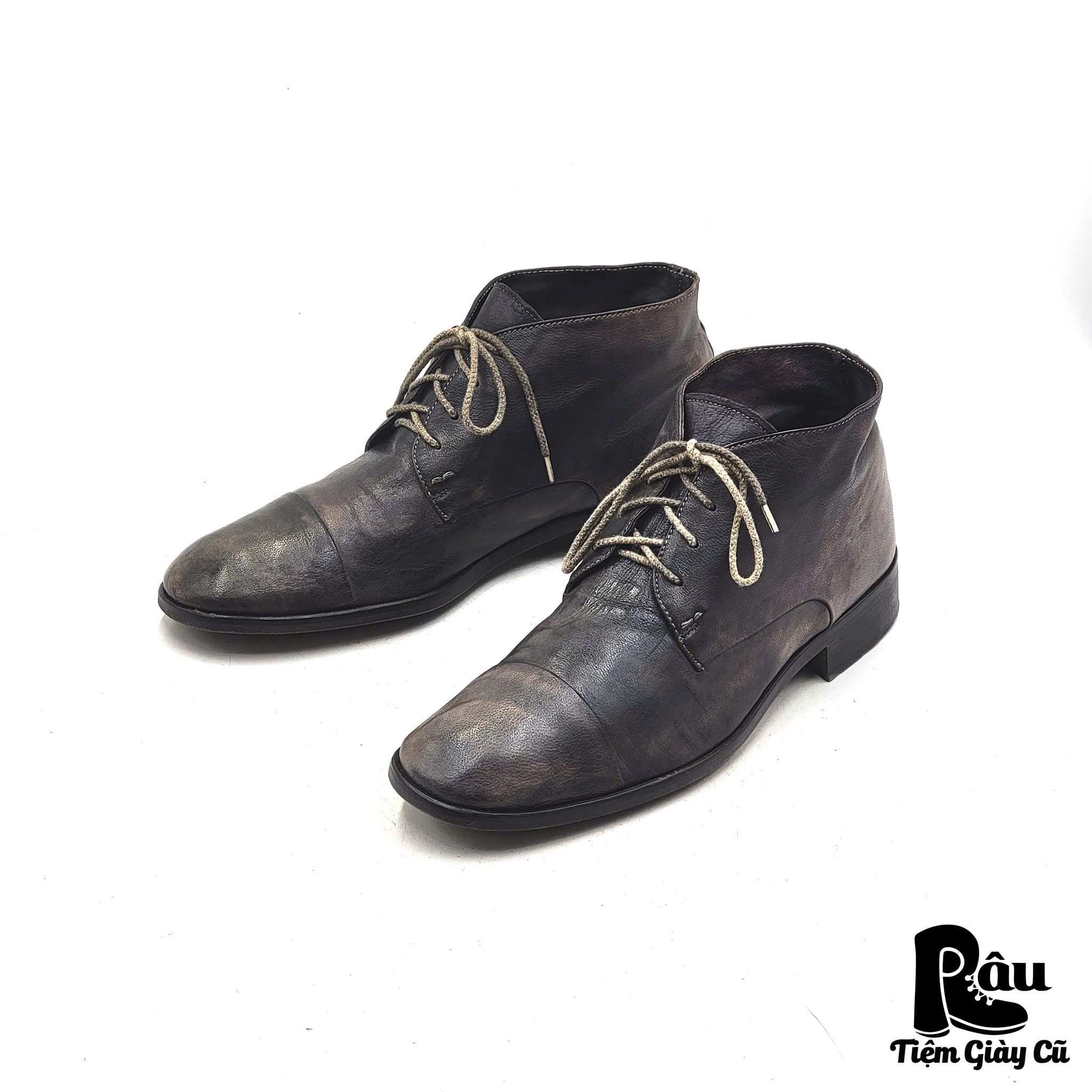 |SIZE 41| FADE CALFSKIN LEATHER LACE UP BOOT Z41-6221