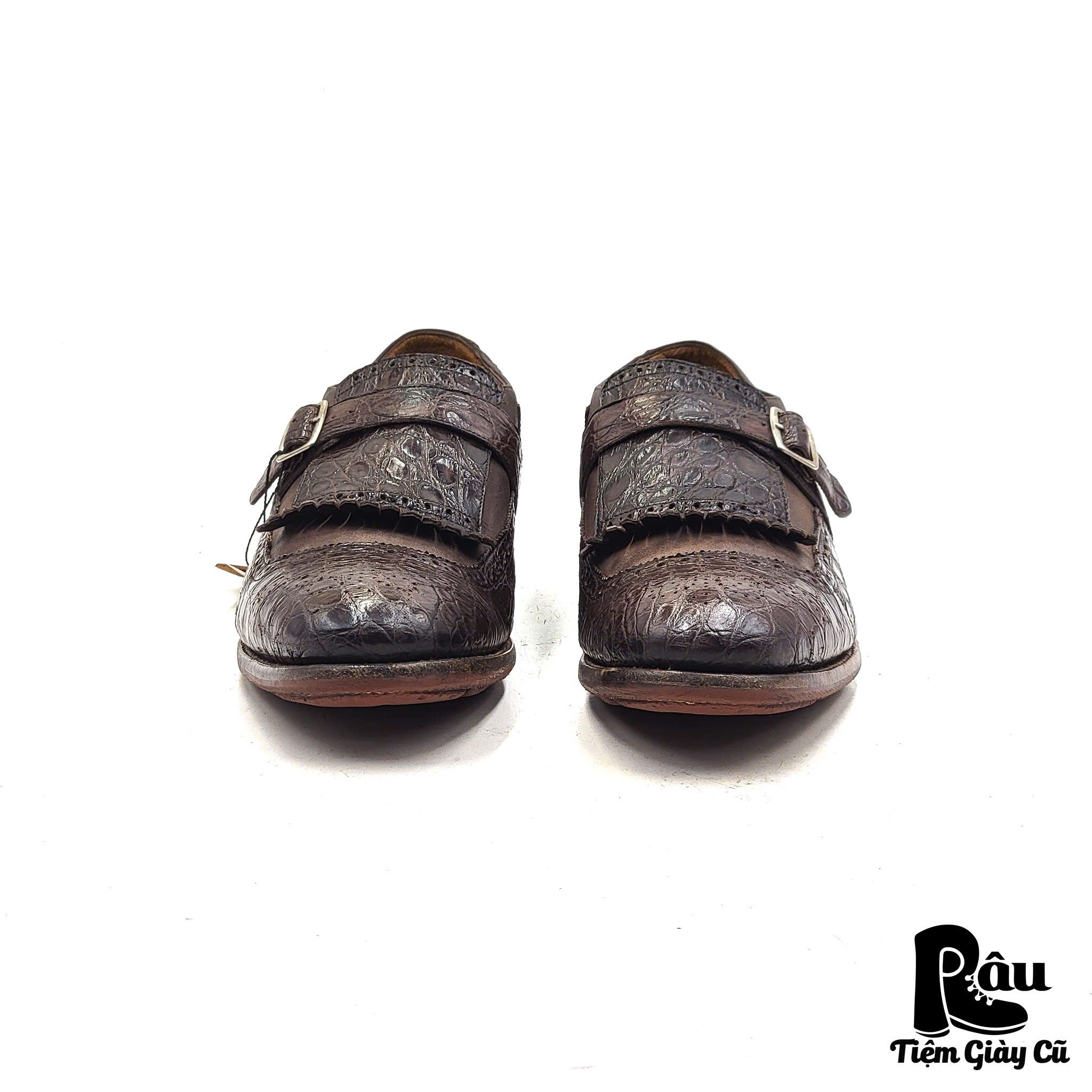 |SIZE 42| CHURCH'S SHANGHAI CROCODILE SINGLE MONK STRAP SHOES Z42-6286