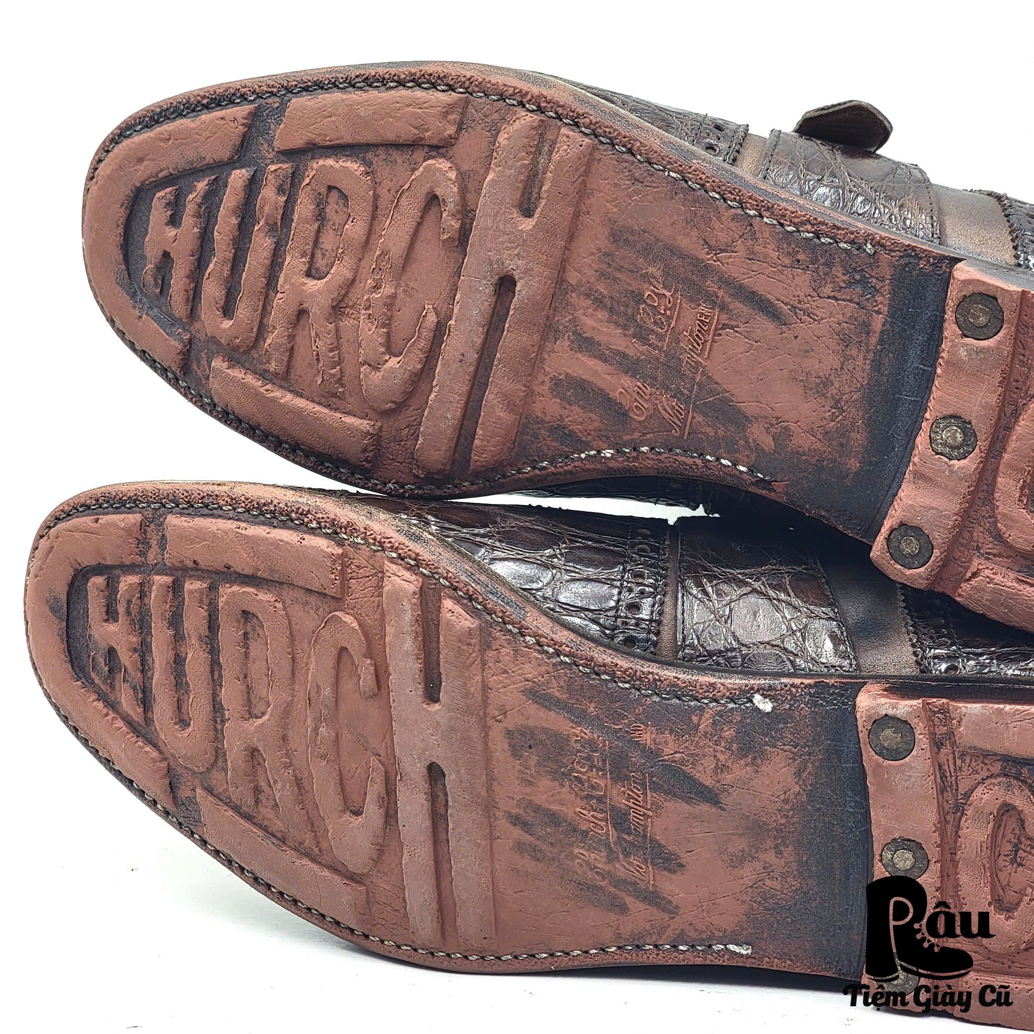 |SIZE 42| CHURCH'S SHANGHAI CROCODILE SINGLE MONK STRAP SHOES Z42-6286