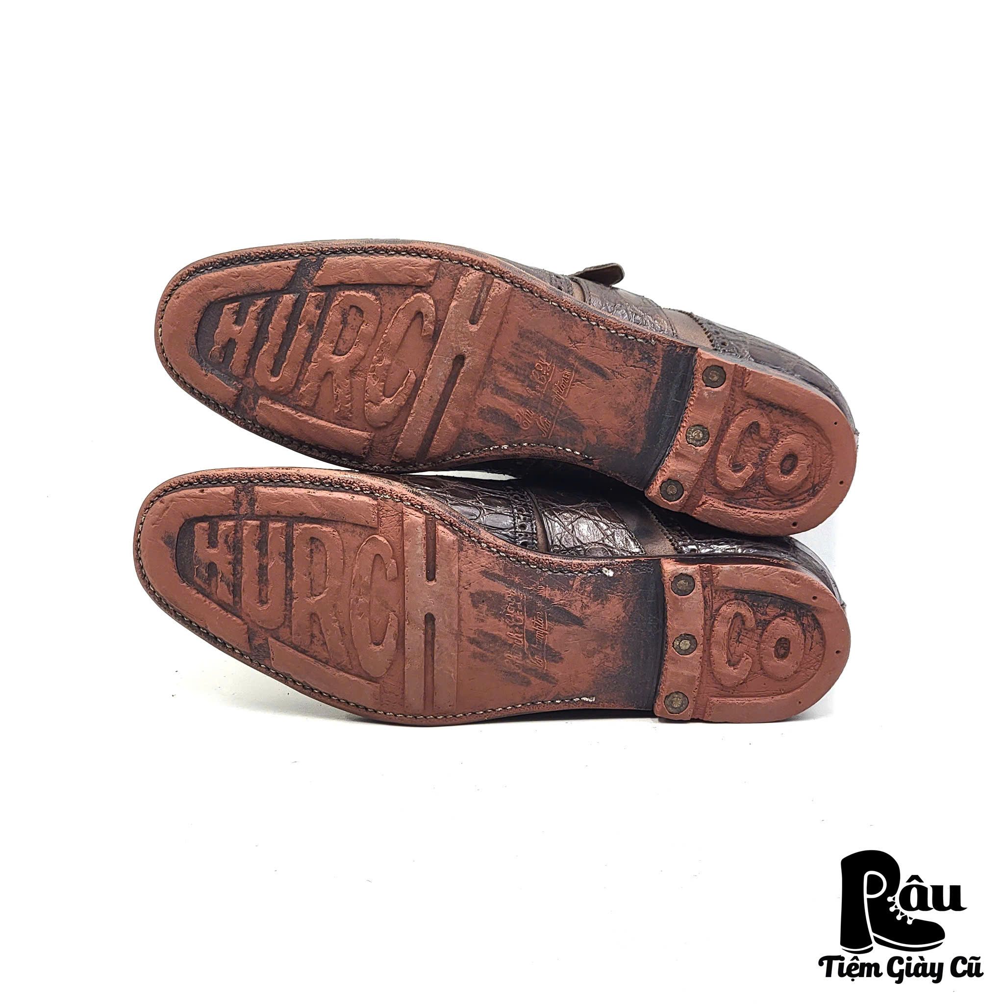 |SIZE 42| CHURCH'S SHANGHAI CROCODILE SINGLE MONK STRAP SHOES Z42-6286