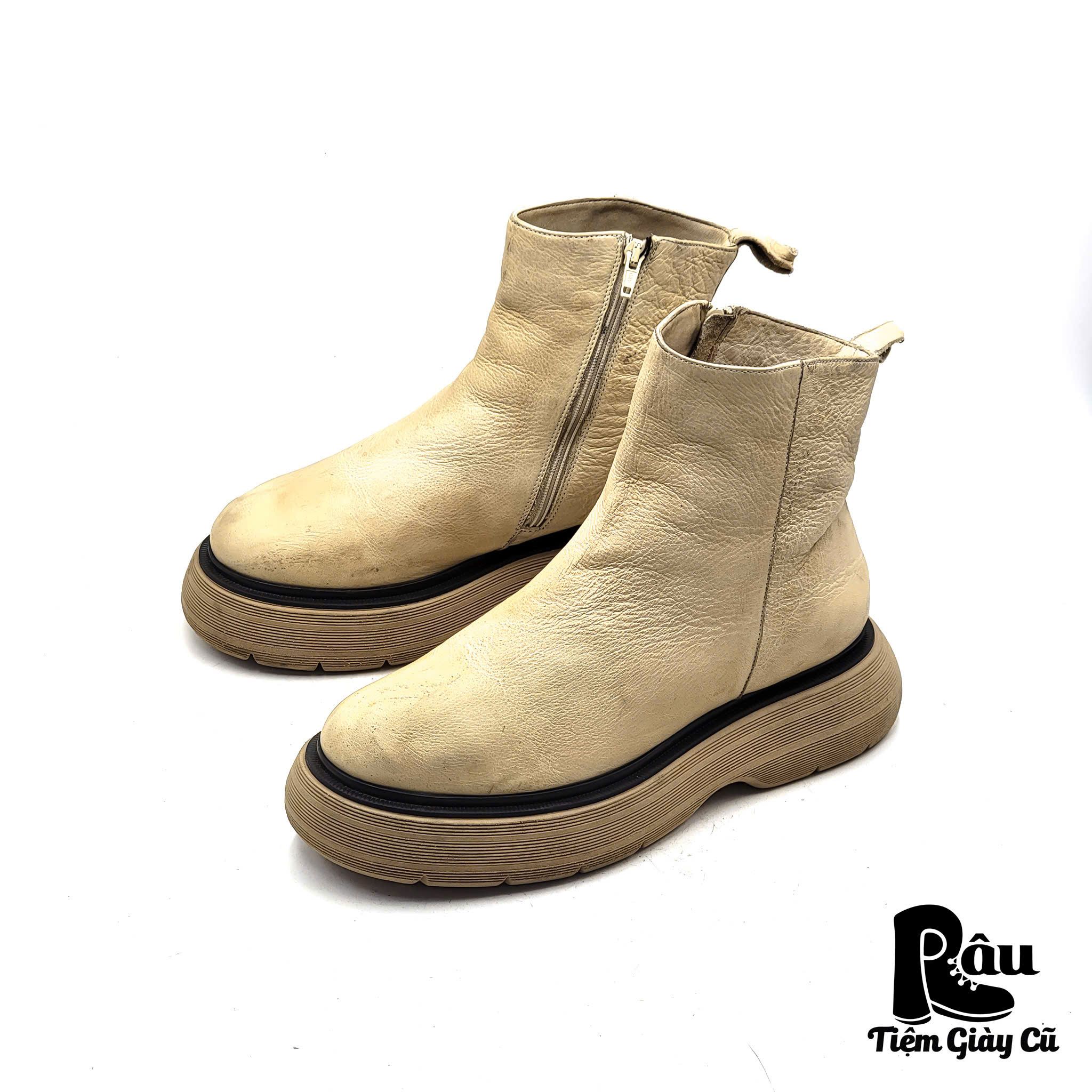 |SIZE 38.5| HESSNATUR CHUNKY SIDE ZIP ANKLE BOOT Z38.5-6323