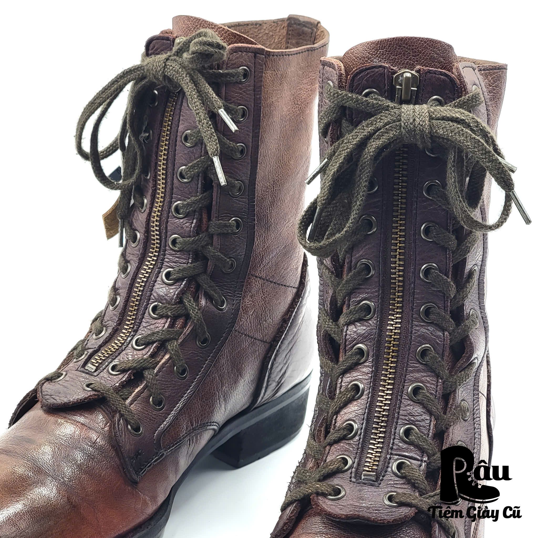 |SIZE 42| FRONT ZIP DOUBLE LACING LACE UP BOOT Z42-6387