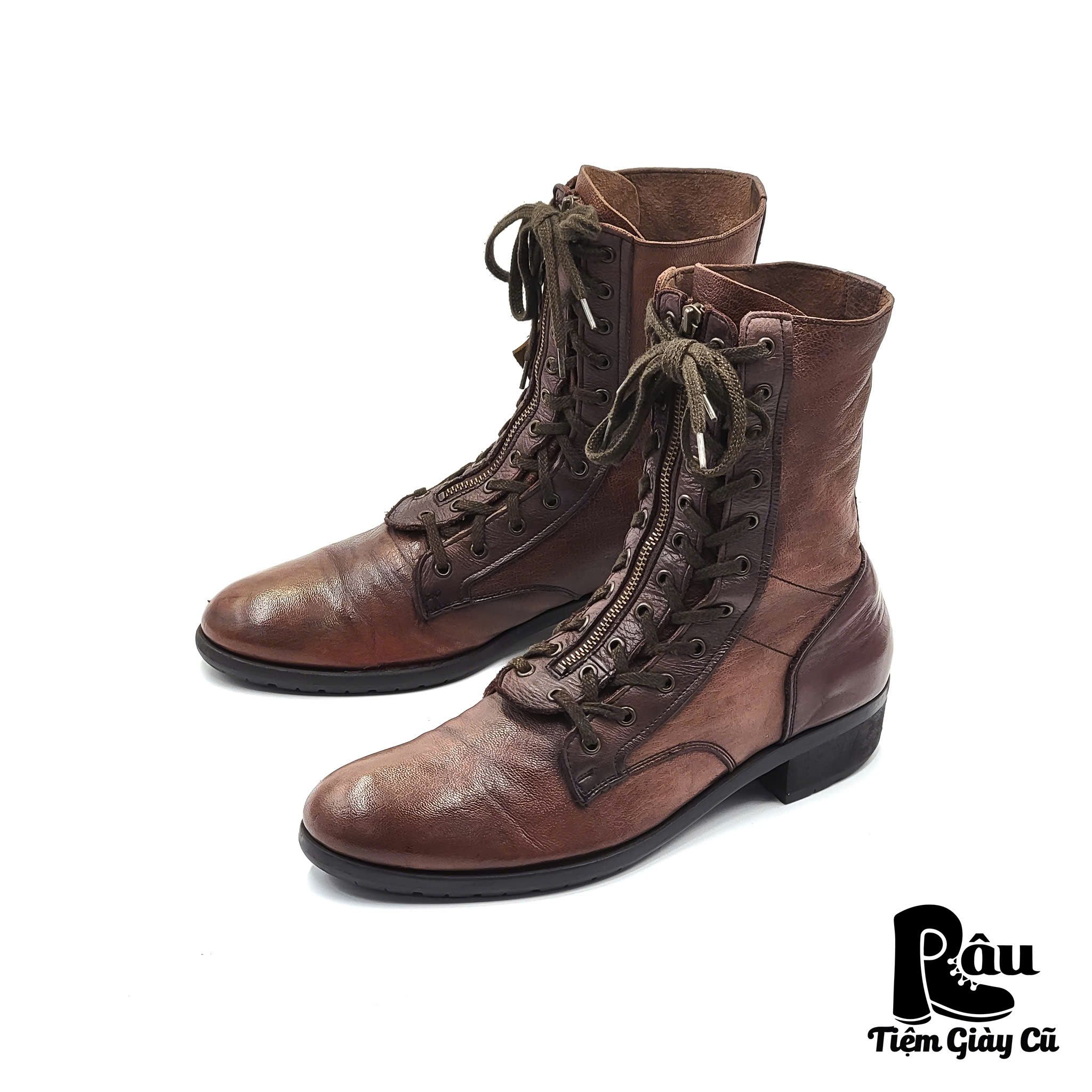 |SIZE 42| FRONT ZIP DOUBLE LACING LACE UP BOOT Z42-6387
