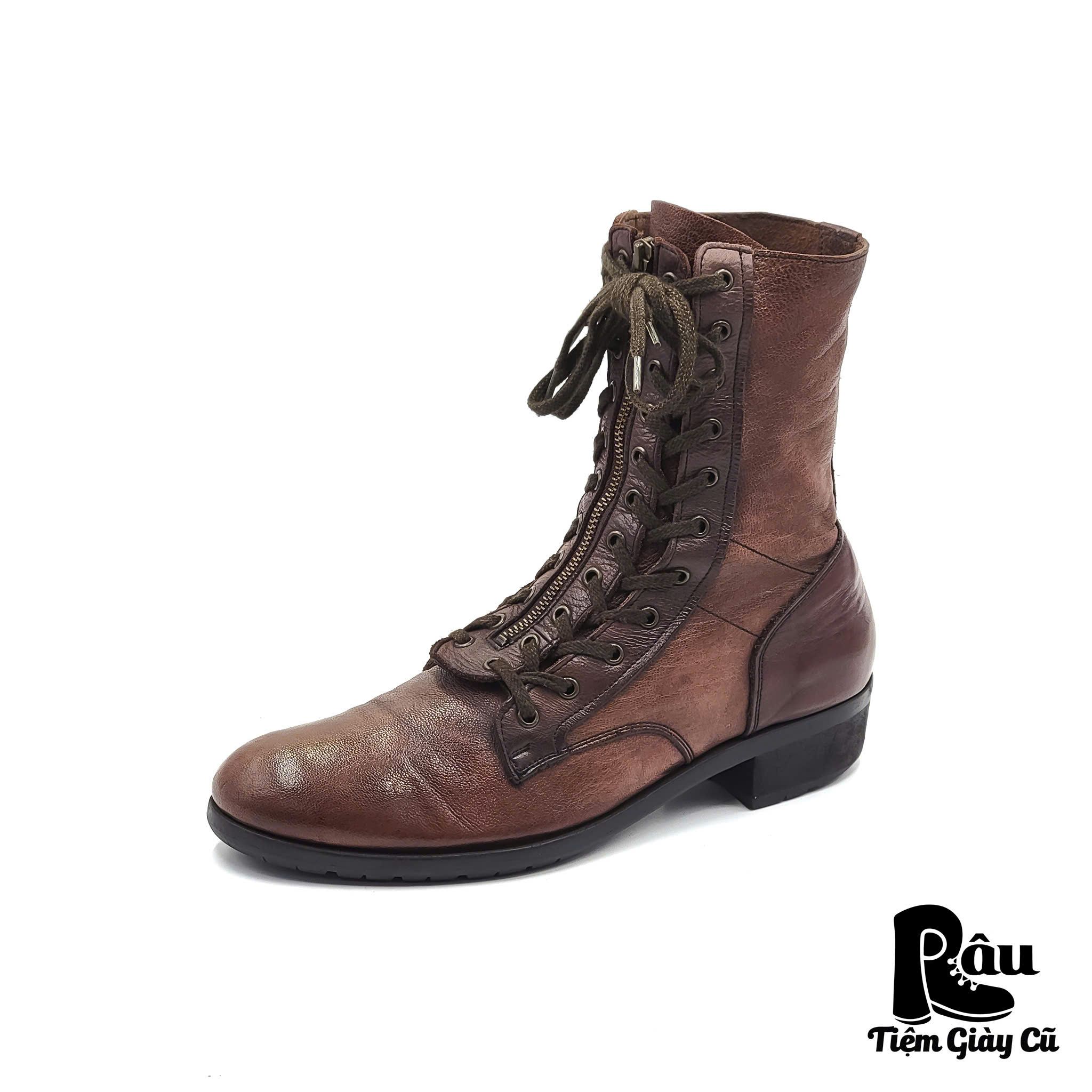 |SIZE 42| FRONT ZIP DOUBLE LACING LACE UP BOOT Z42-6387