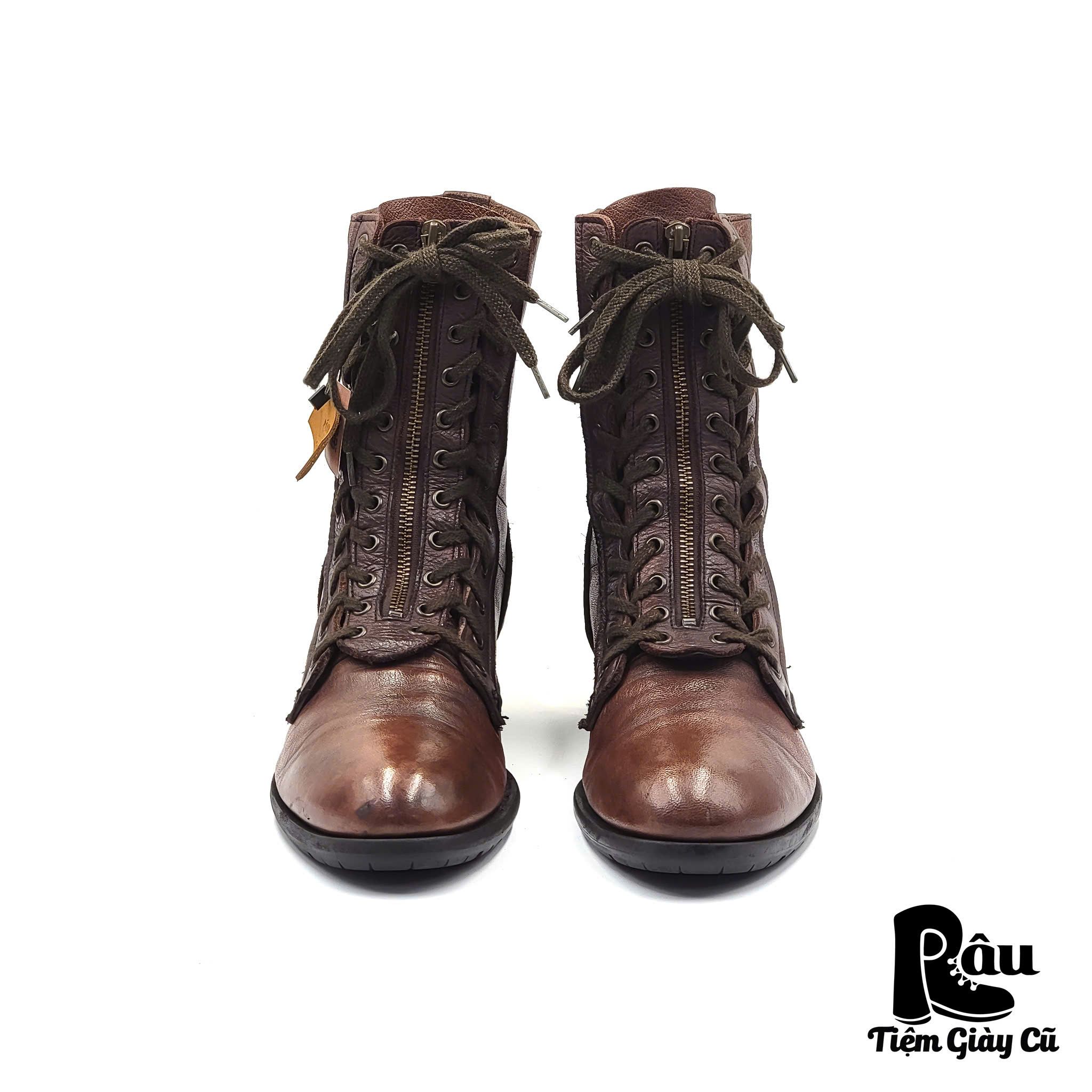 |SIZE 42| FRONT ZIP DOUBLE LACING LACE UP BOOT Z42-6387