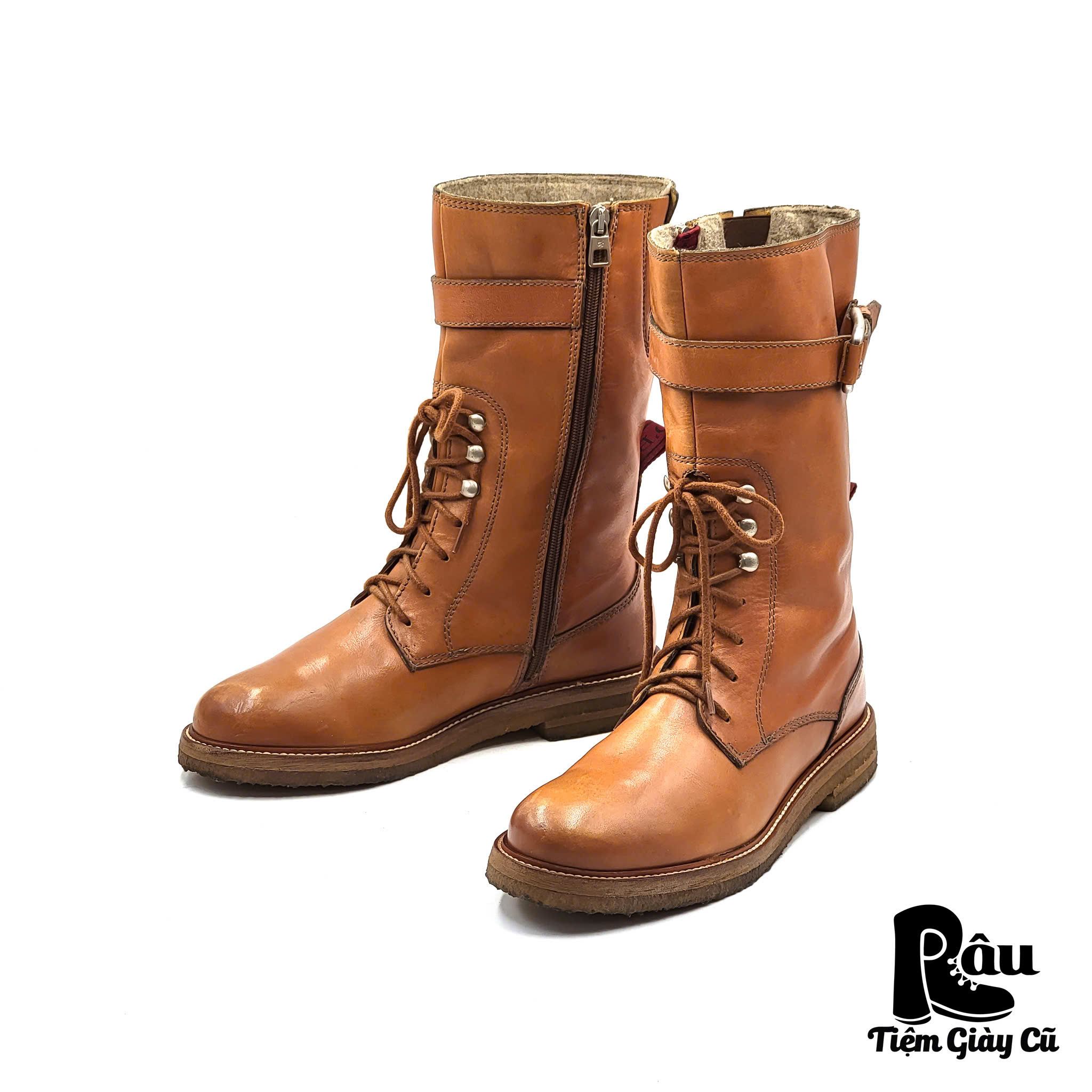 |SIZE 38.5| MARC O'POLO BUCKLE SIDE ZIP LACE UP ANKLE BOOT AD38.5-5594