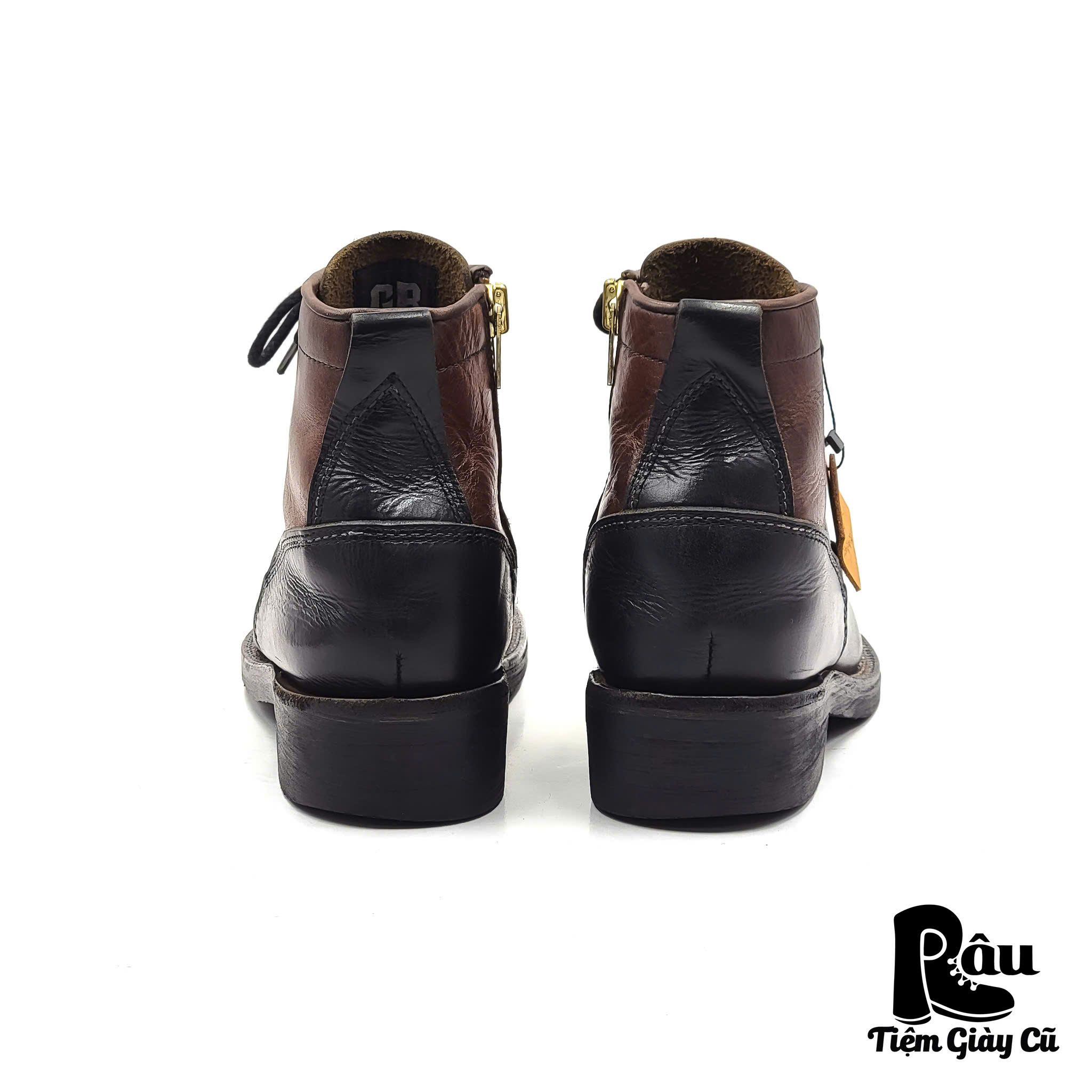 |SIZE 39| GOD BREATH TWO-TONE SIDE ZIP LACE UP BOOT Z39-6623