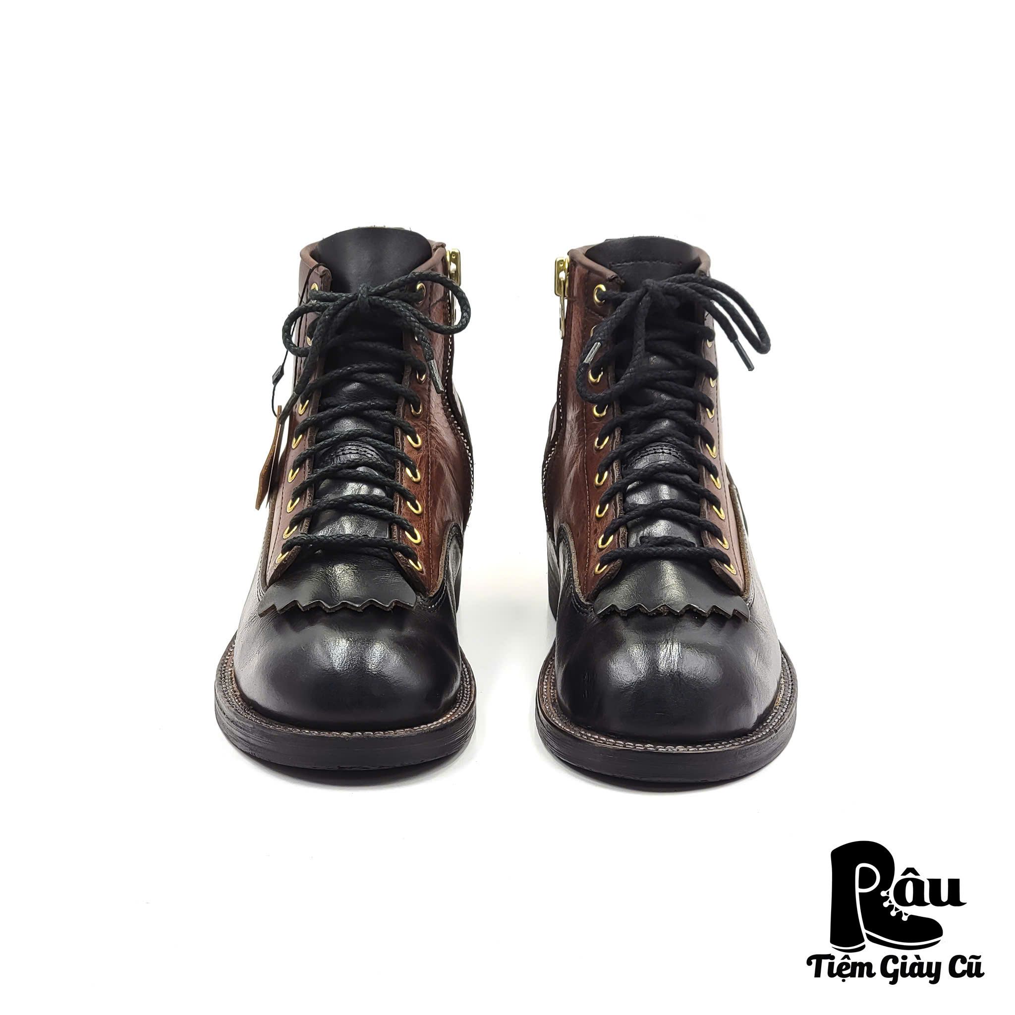 |SIZE 39| GOD BREATH TWO-TONE SIDE ZIP LACE UP BOOT Z39-6623