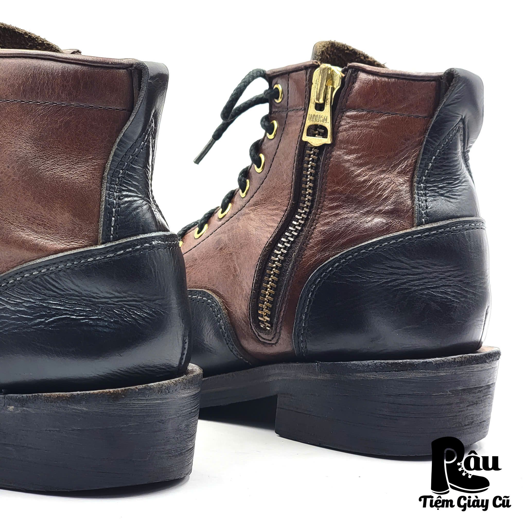 |SIZE 39| GOD BREATH TWO-TONE SIDE ZIP LACE UP BOOT Z39-6623