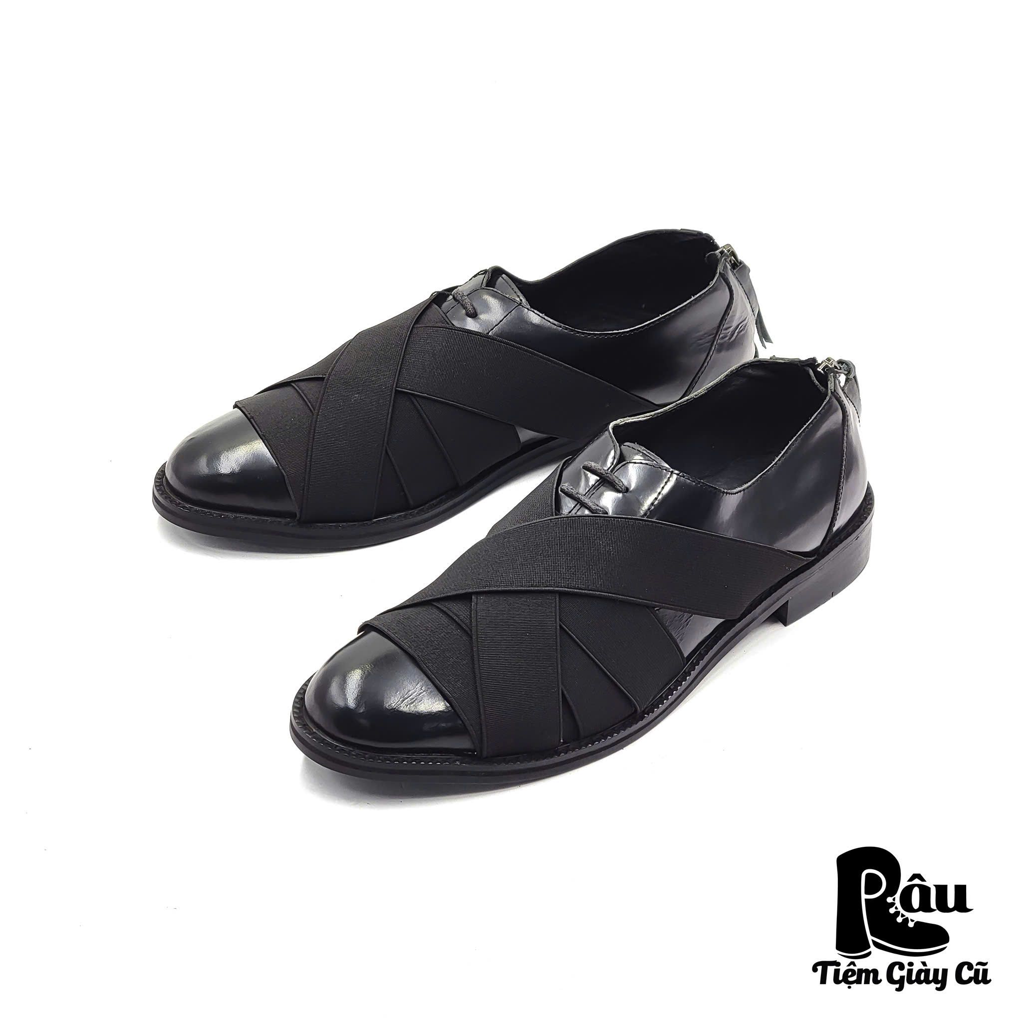 |SIZE 39| DARB ELASTIC STRAP BACK ZIP OXFORD SHOES Z39-6538