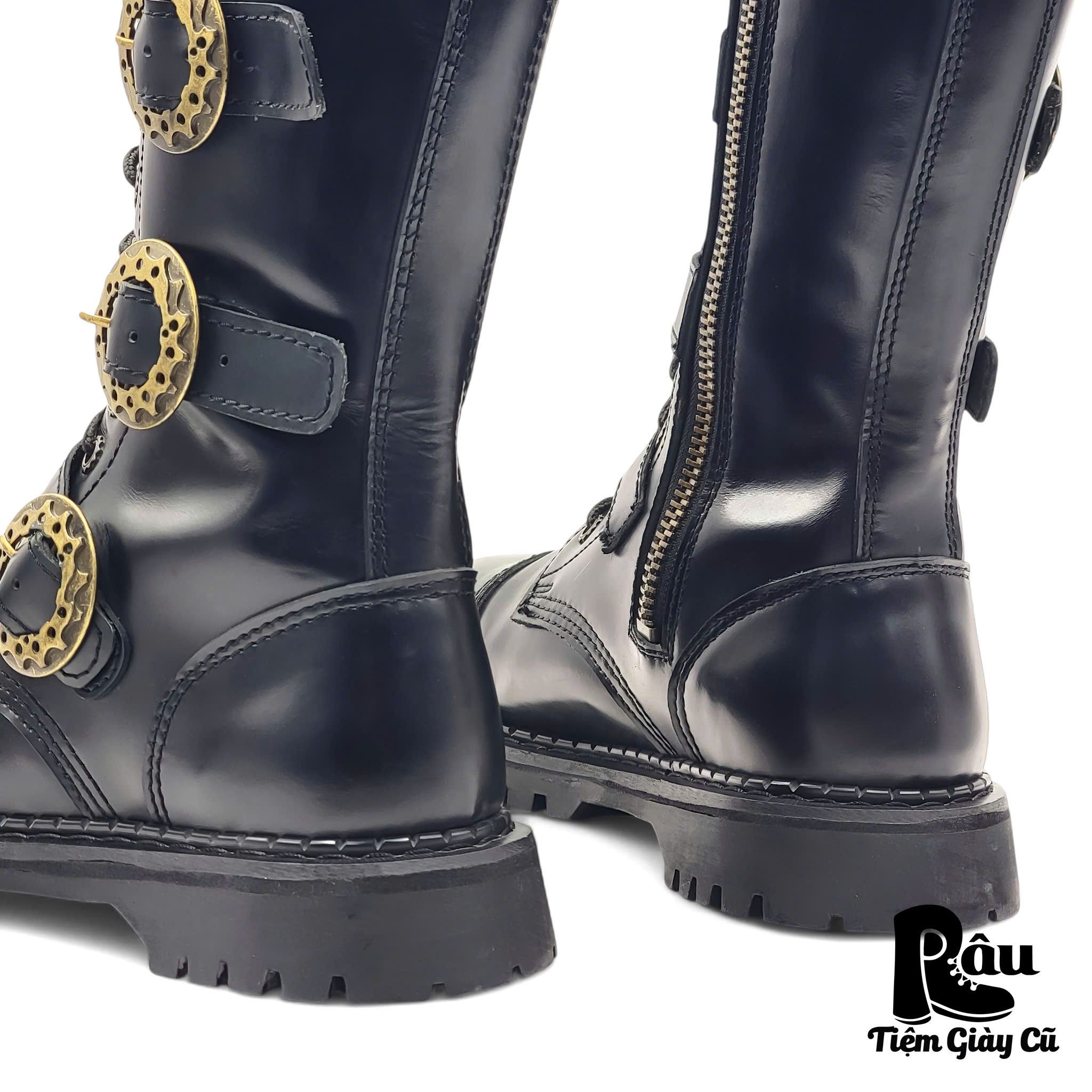 |SIZE 41| DEMONIA BLACK GOTHIC 20 EYES SIDE-ZIP STEAMPUNK BOOT Z41-6649