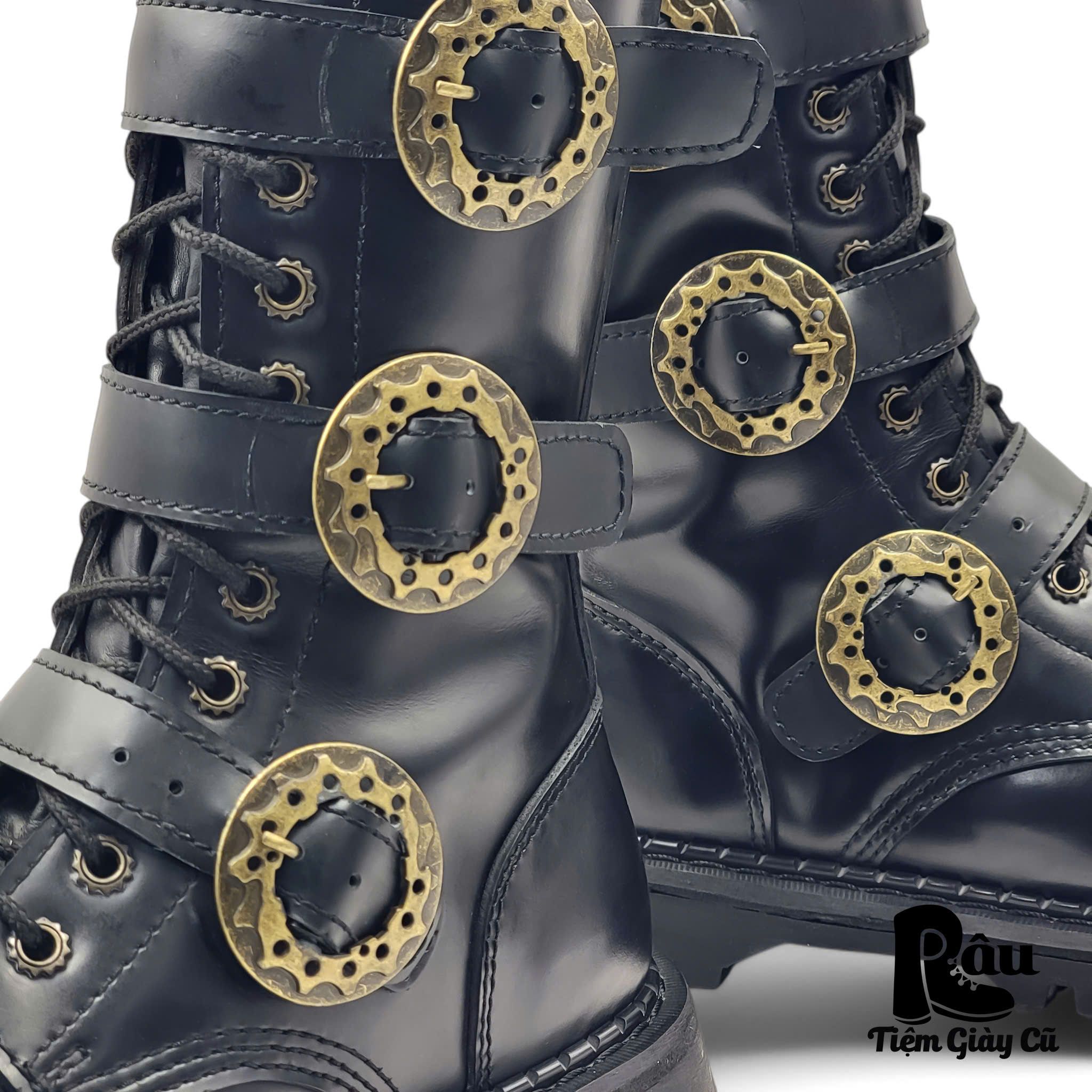 |SIZE 41| DEMONIA BLACK GOTHIC 20 EYES SIDE-ZIP STEAMPUNK BOOT Z41-6649