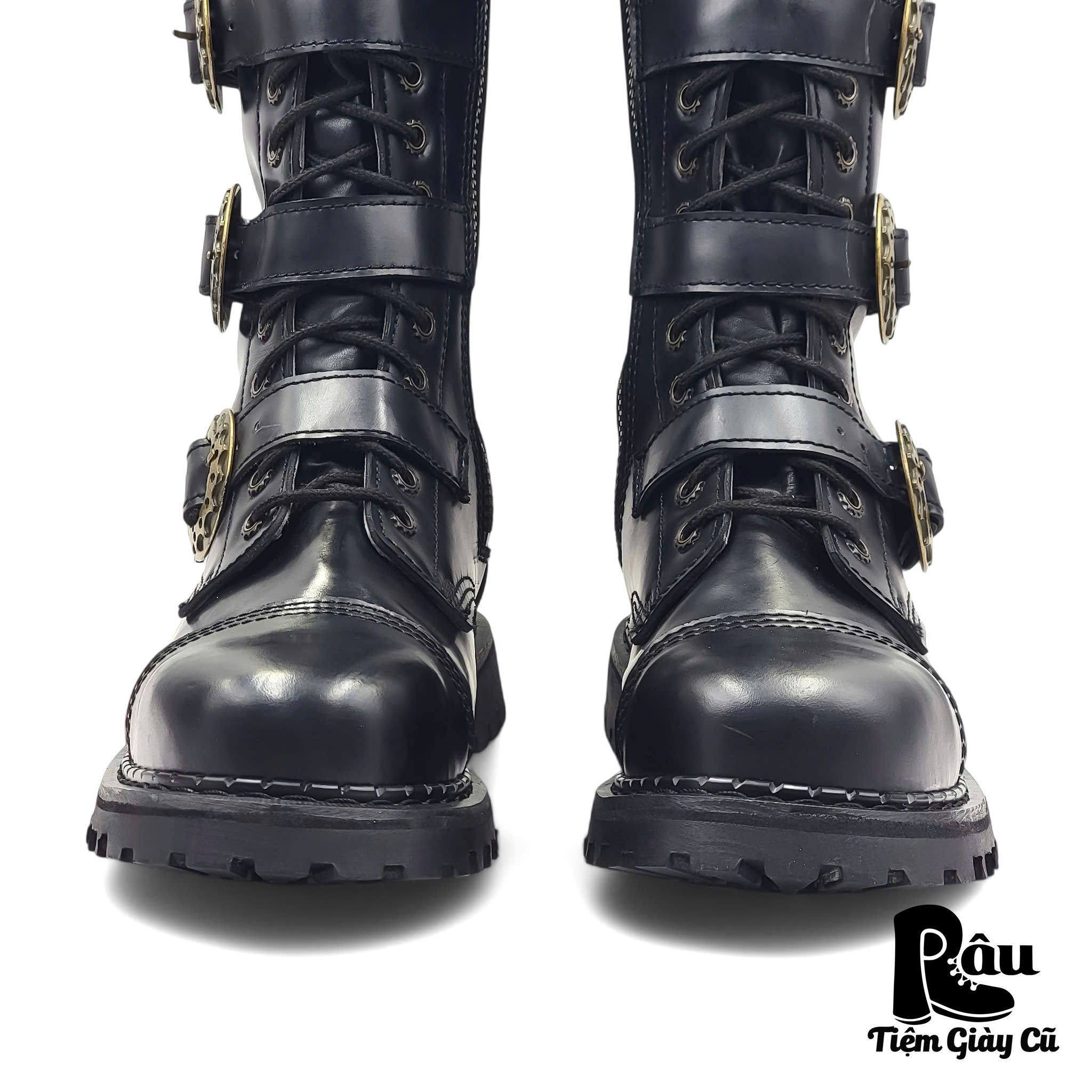 |SIZE 41| DEMONIA BLACK GOTHIC 20 EYES SIDE-ZIP STEAMPUNK BOOT Z41-6649