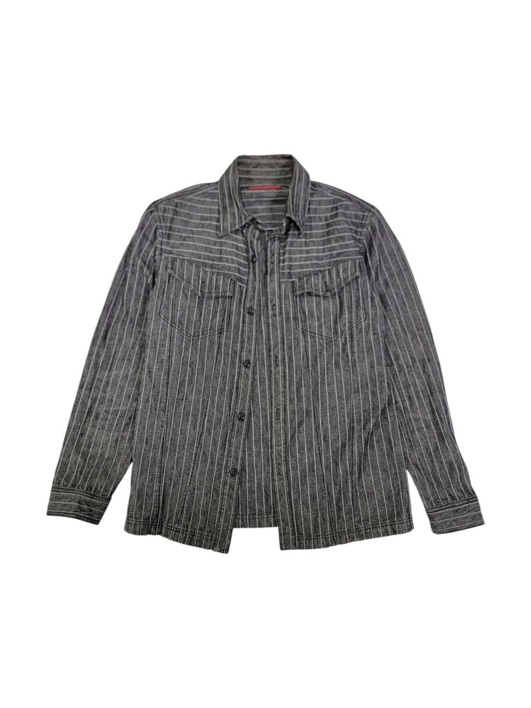 |SIZE M| A.S.M (ATELIER SAB MEN) EMBROIDERED STRIPED DENIM SHIRT AOM-5848